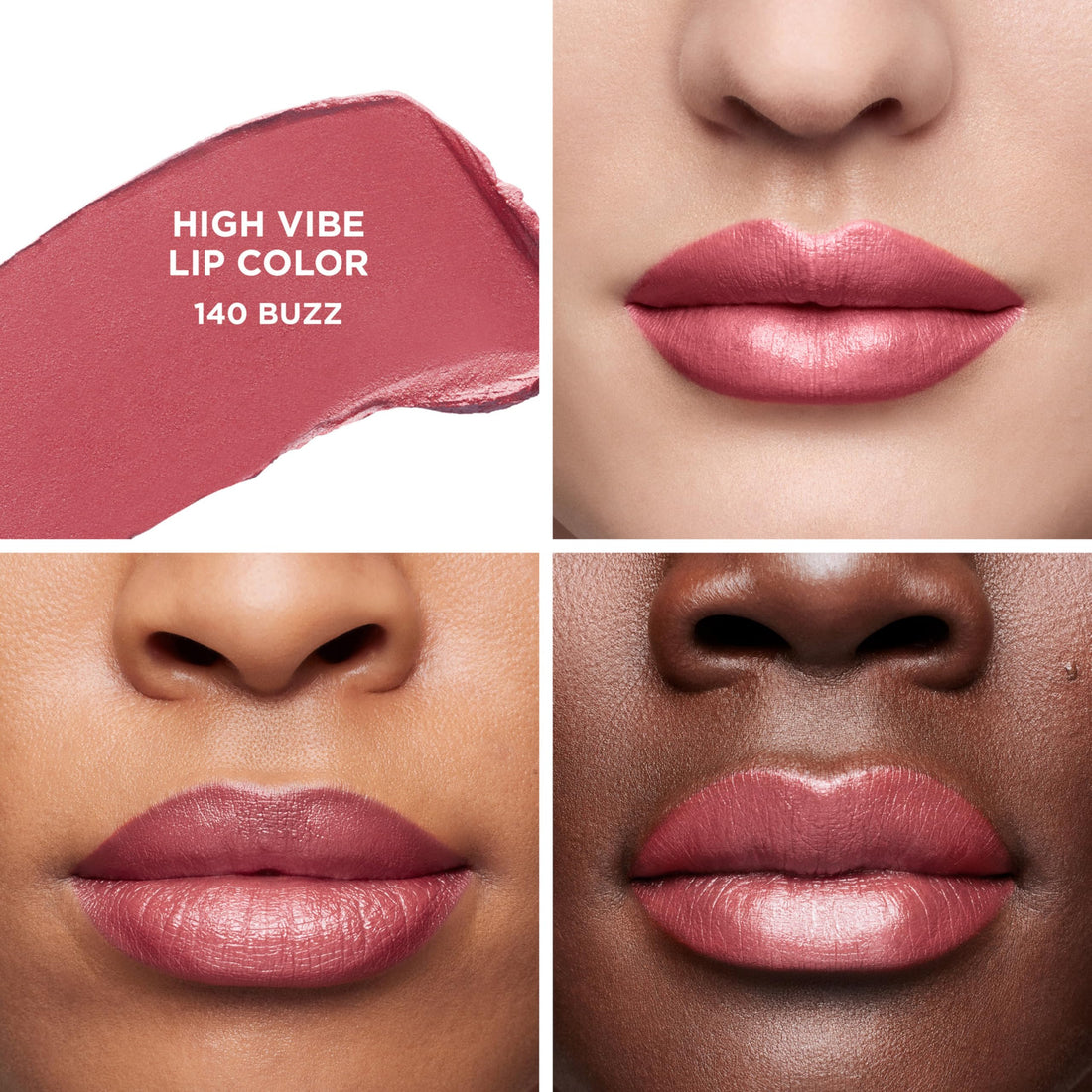 Laura Mercier High Vibe Lip Color, 6HR Long Lasting Lipstick, Lightweight and Comfortable Smooth Wear, Non-Drying, Hydrating, Luminous Shine, 140 Buzz - Mauve