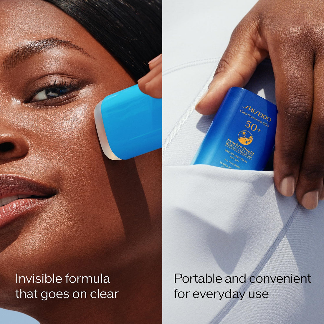 Shiseido Clear Sunscreen Stick SPF 50+ - Invisible Broad-Spectrum Face Sunscreen - Wear Under & Over Makeup - Lightweight Formula - All Skin Types