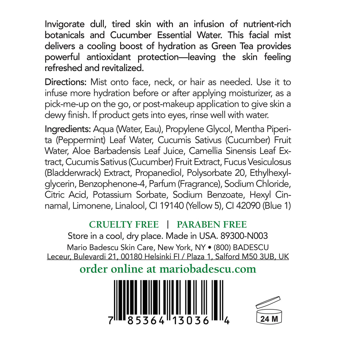Mario Badescu Facial Spray with Rosewater & Facial Spray with Green Tea Duo, 8 oz.