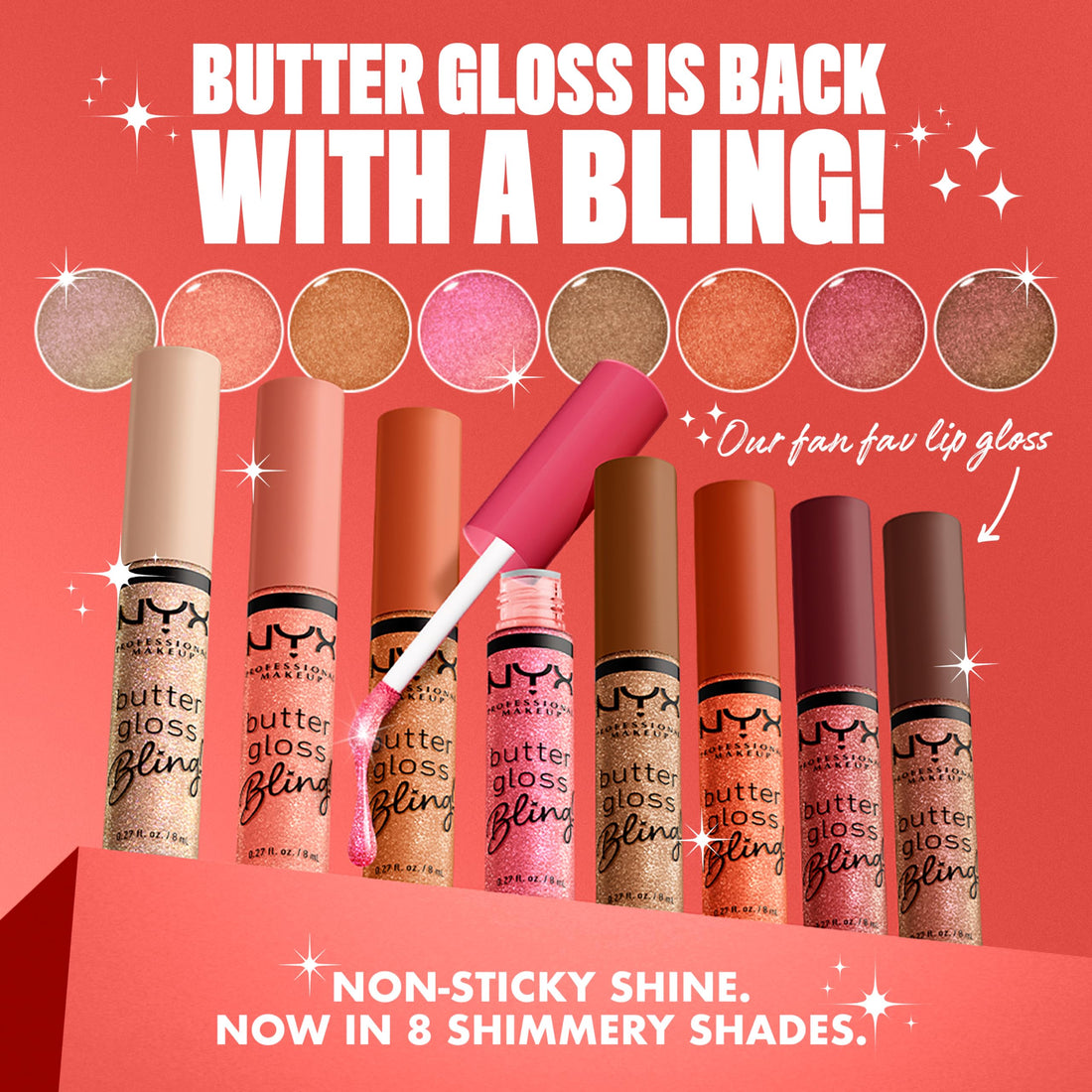 NYX PROFESSIONAL MAKEUP Butter Gloss Bling Lip Gloss, Non Sticky and Shiny Vegan Lip Makeup - Shimmer Down