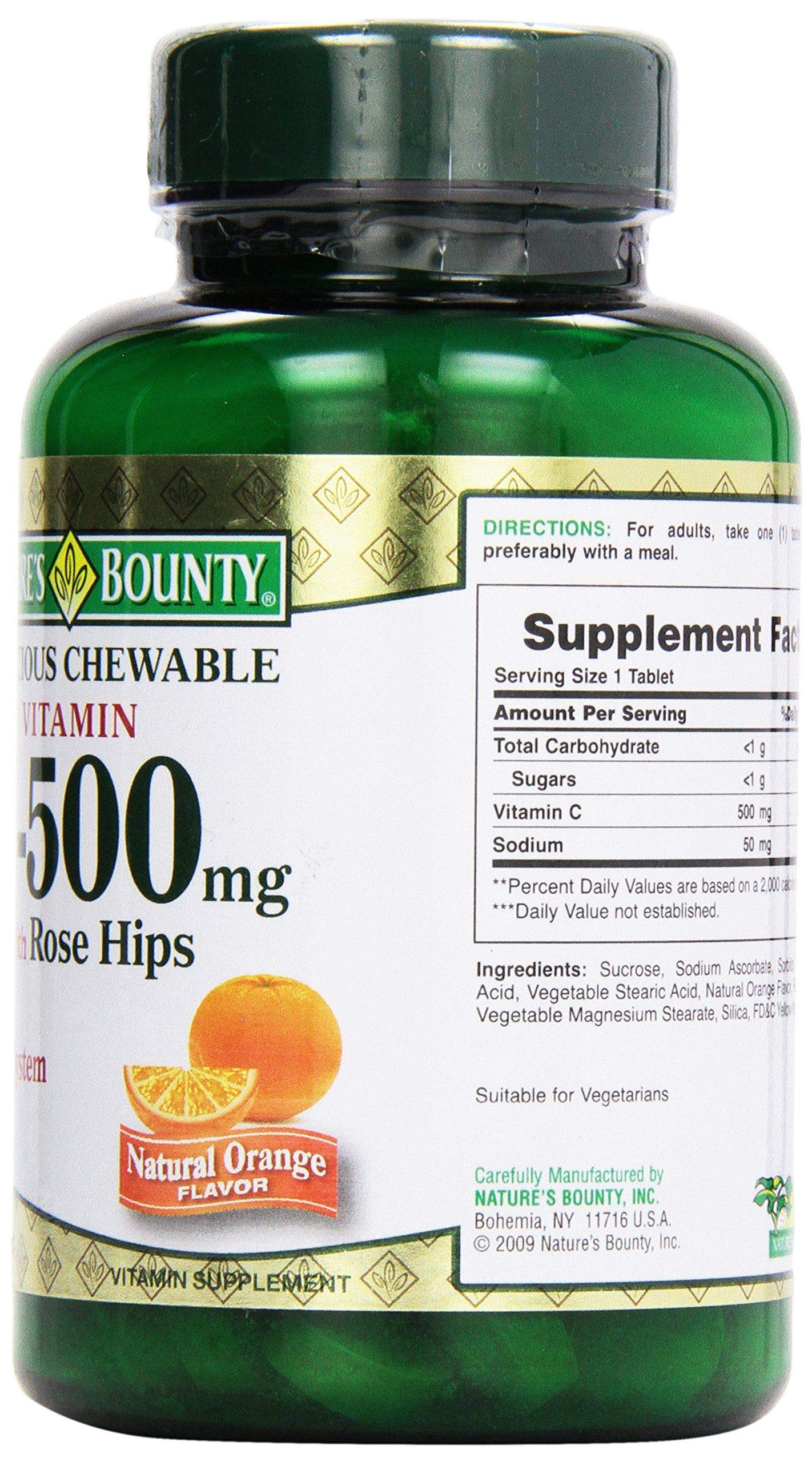 Nature's Bounty, C-500 mg Delicious Chewable w/ Rose Hips Tablets, 90 ct