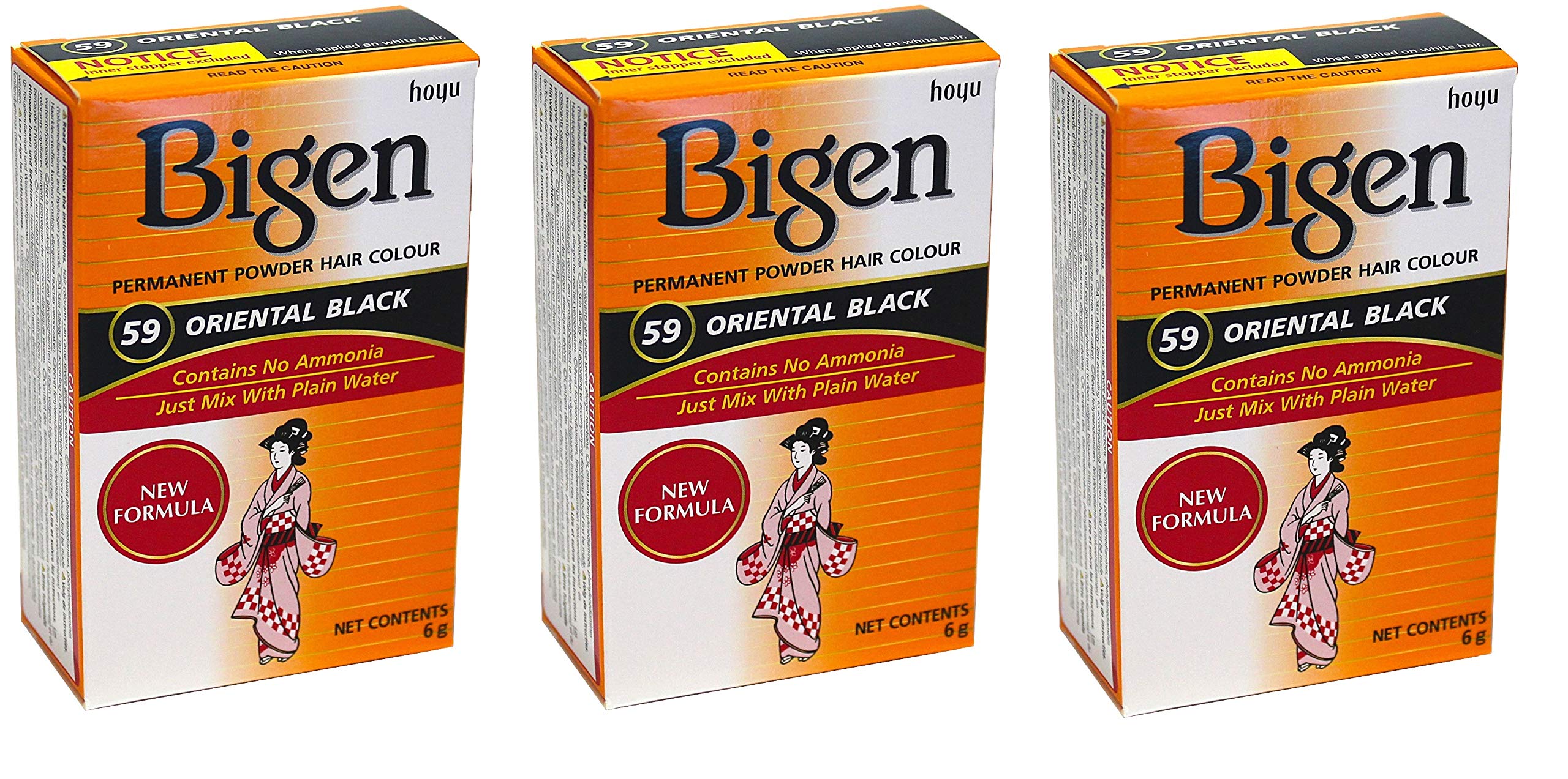 Bigen Powder Hair Color #59 Oriental Black 0.21oz (3 Pack)
