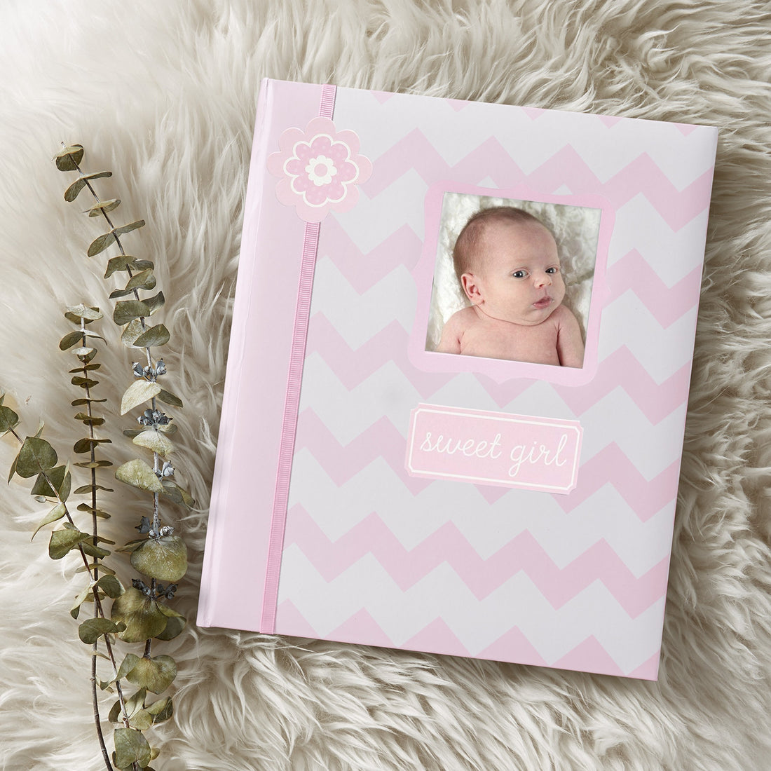 Lil Peach First 5 Years Chevron Baby Memory Book, Newborn Milestone Journal, Baby Girl Gift, Gift For New And Expecting Parents, Pink 1 Count (Pack of 1)