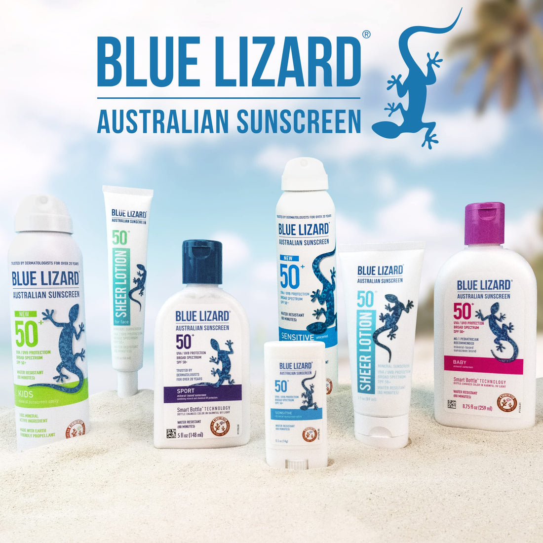 BLUE LIZARD Sensitive Mineral Sunscreen - No Chemical Actives - SPF 50+ UVA/UVB Protection, 5 Ounce Bottle, Clear