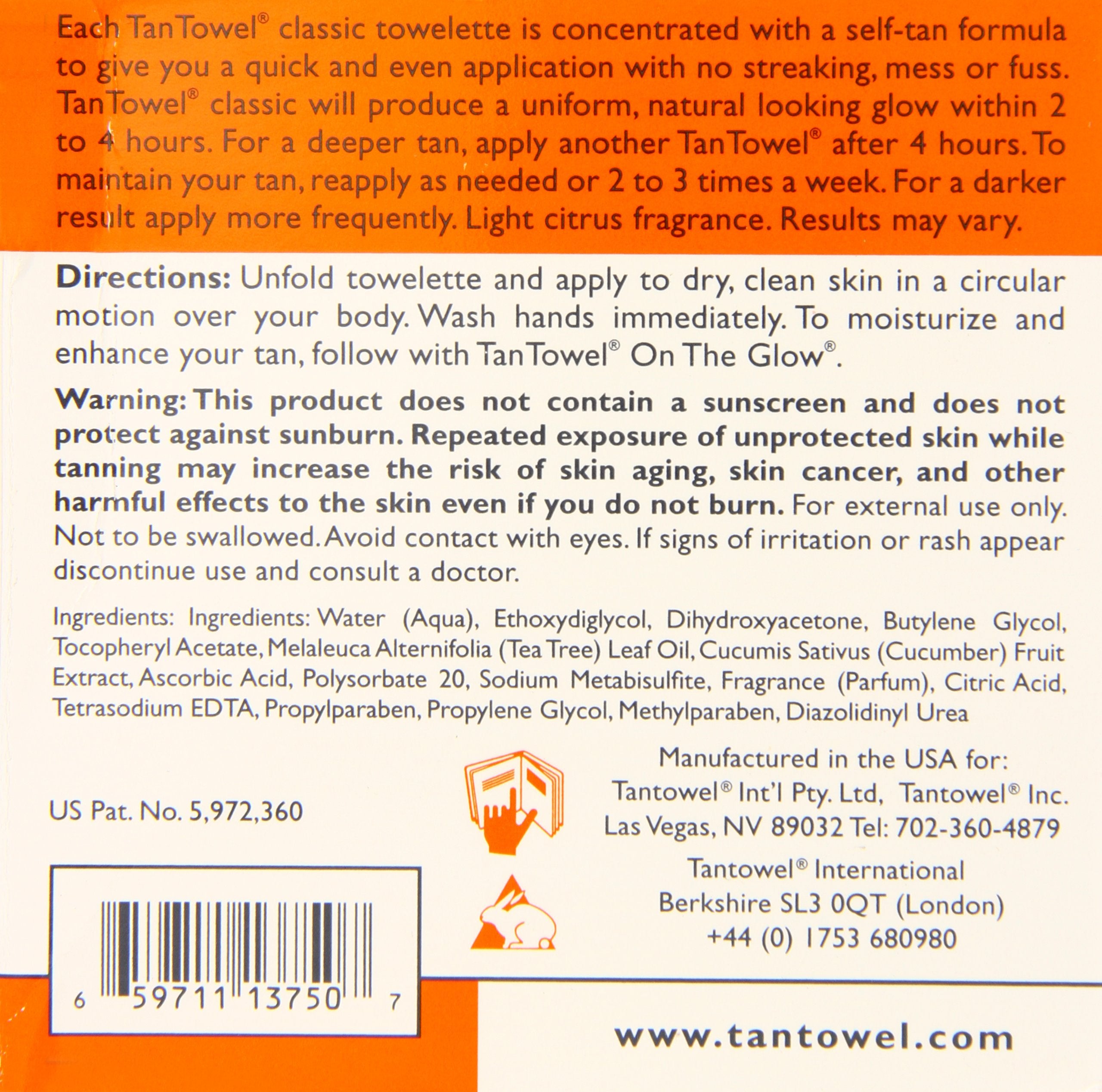 Tan Towel Self Tan Towelette Classic 15 Count