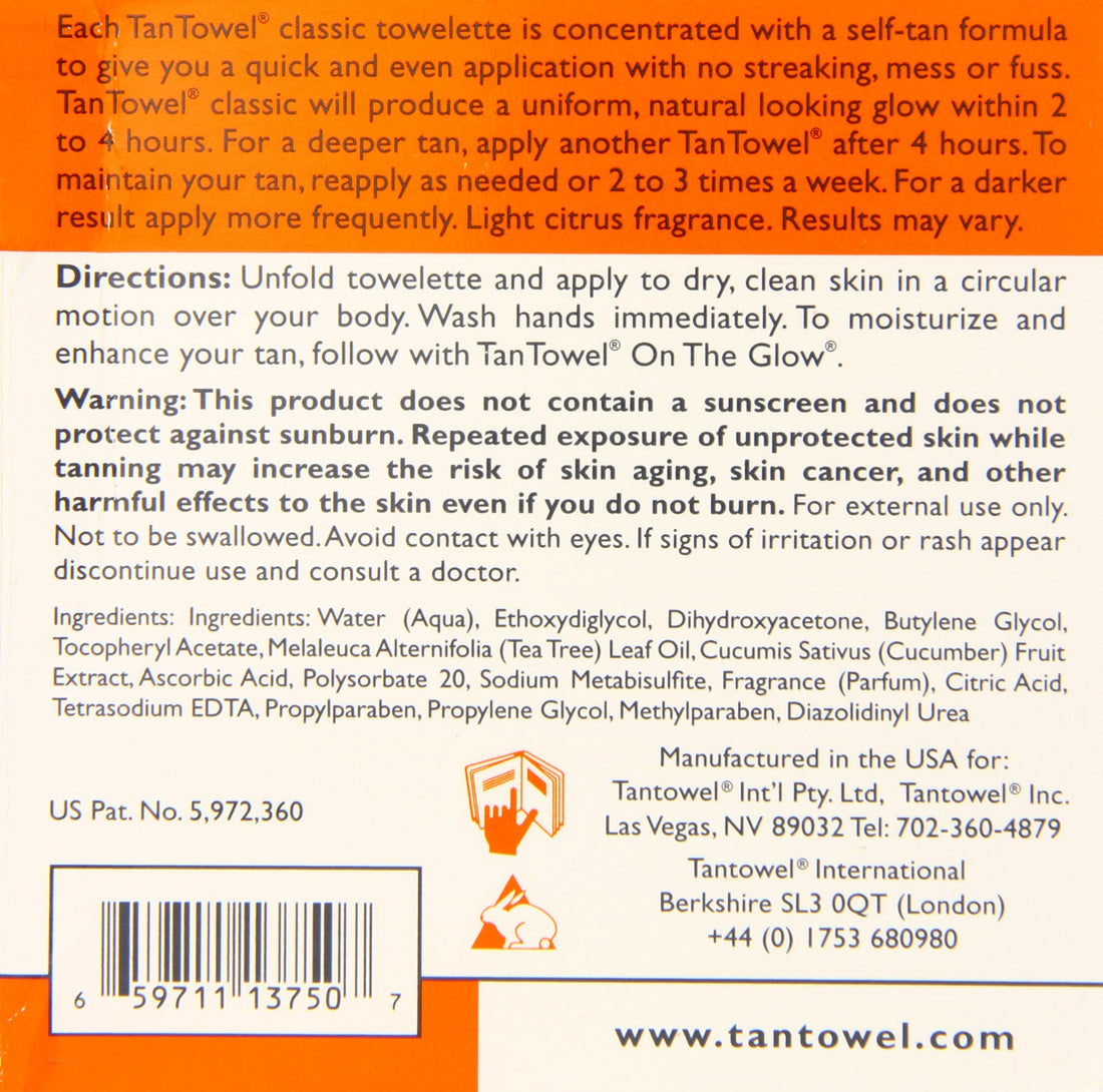 Tan Towel Self Tan Towelette Classic 15 Count