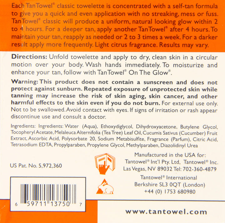 Tan Towel Self Tan Towelette Classic 15 Count