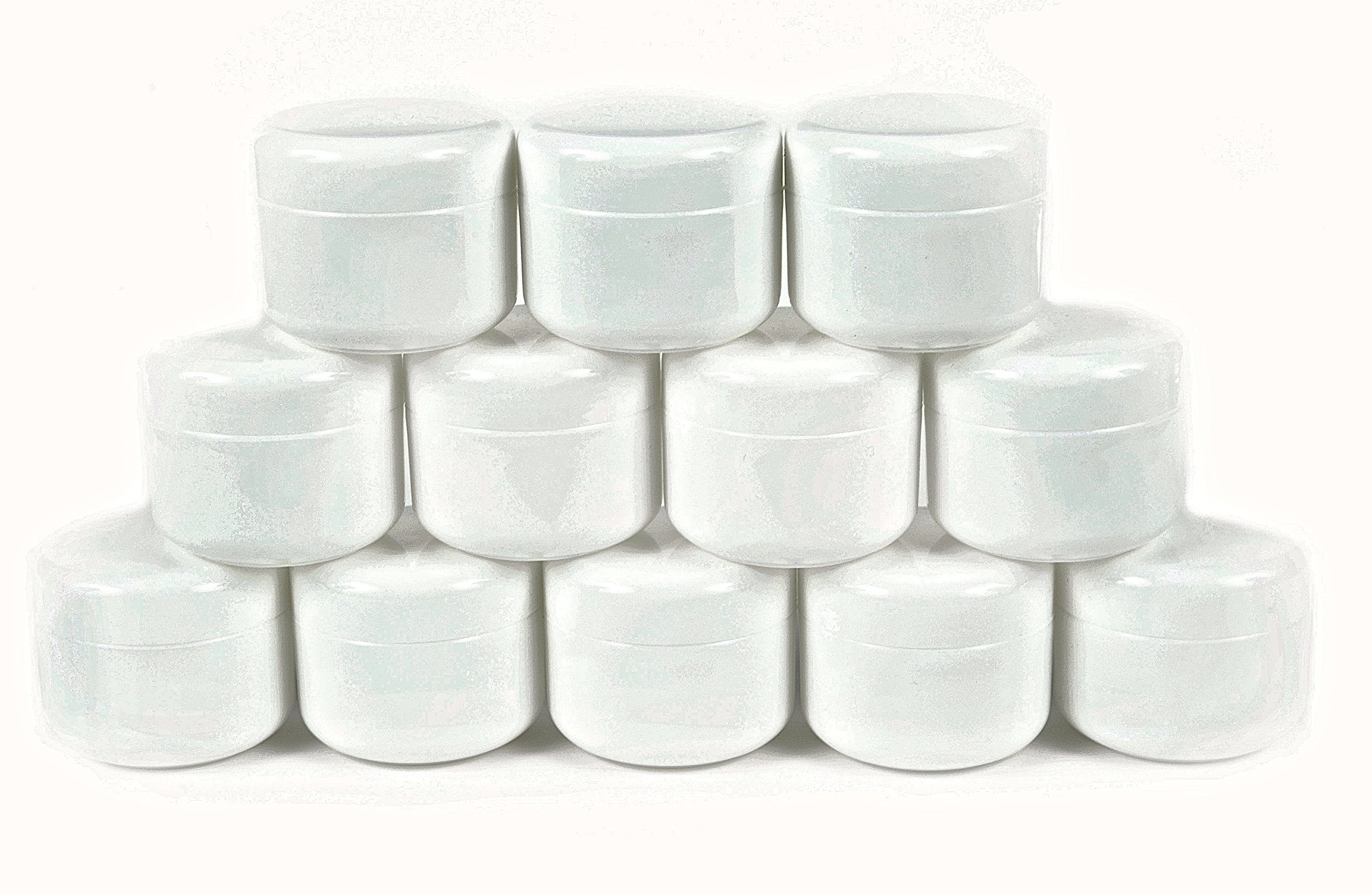Vivaplex, 12, White, 4 oz Cosmetic Jars, with Inner Liners and Dome Lids