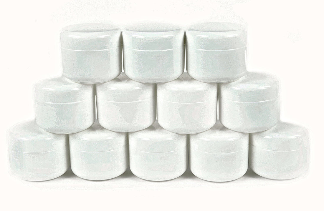 Vivaplex, 12, White, 4 oz Cosmetic Jars, with Inner Liners and Dome Lids