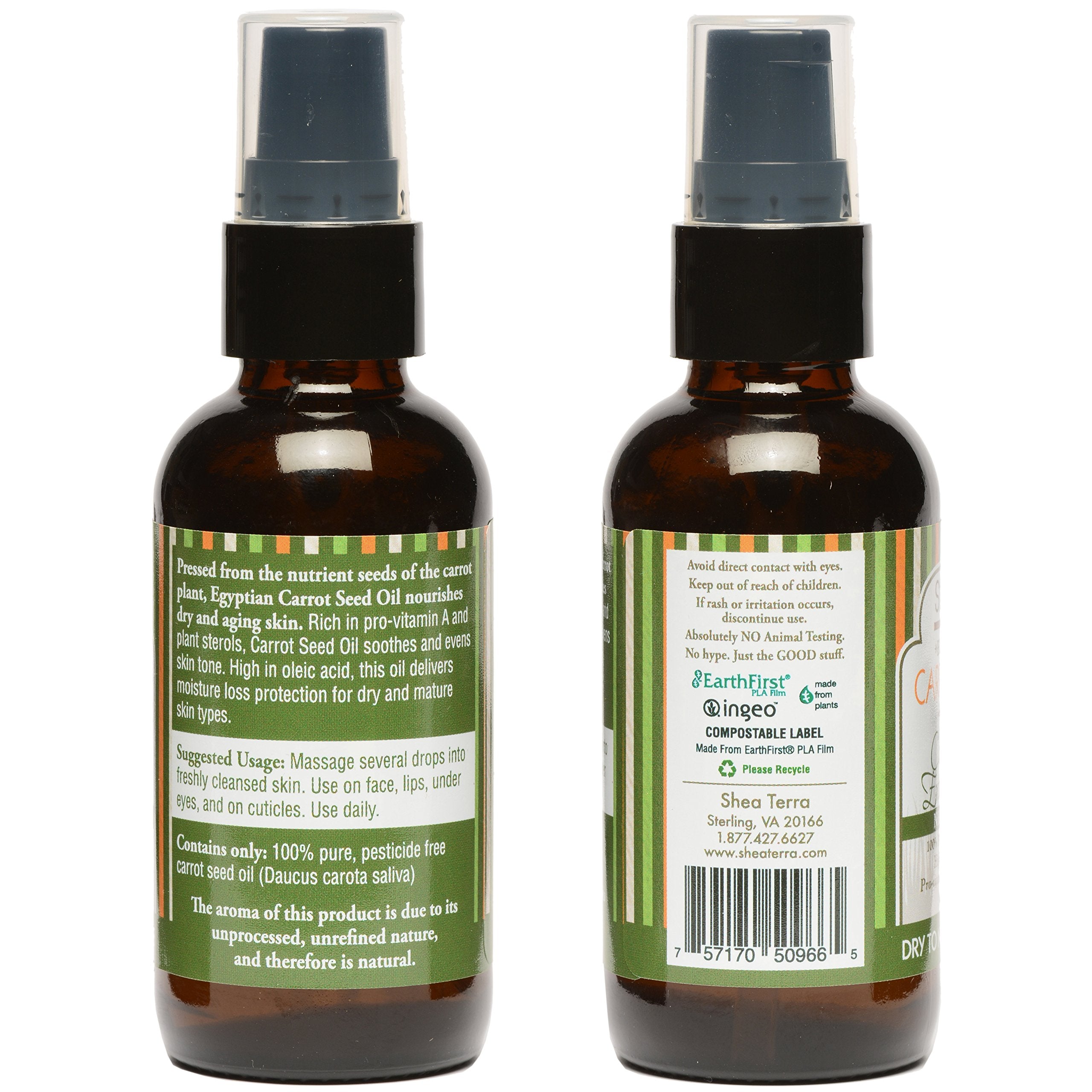 Shea Terra Egyptian Carrot Seed Cold-Pressed Extra Virgin Oil | Nutrient Rich, All Natural & Organic Oil with Anti-Aging Vitamin A, E and Beta-Carotene for Maturing and Damaged Skin Types ââ‚¬â€œ 2 oz