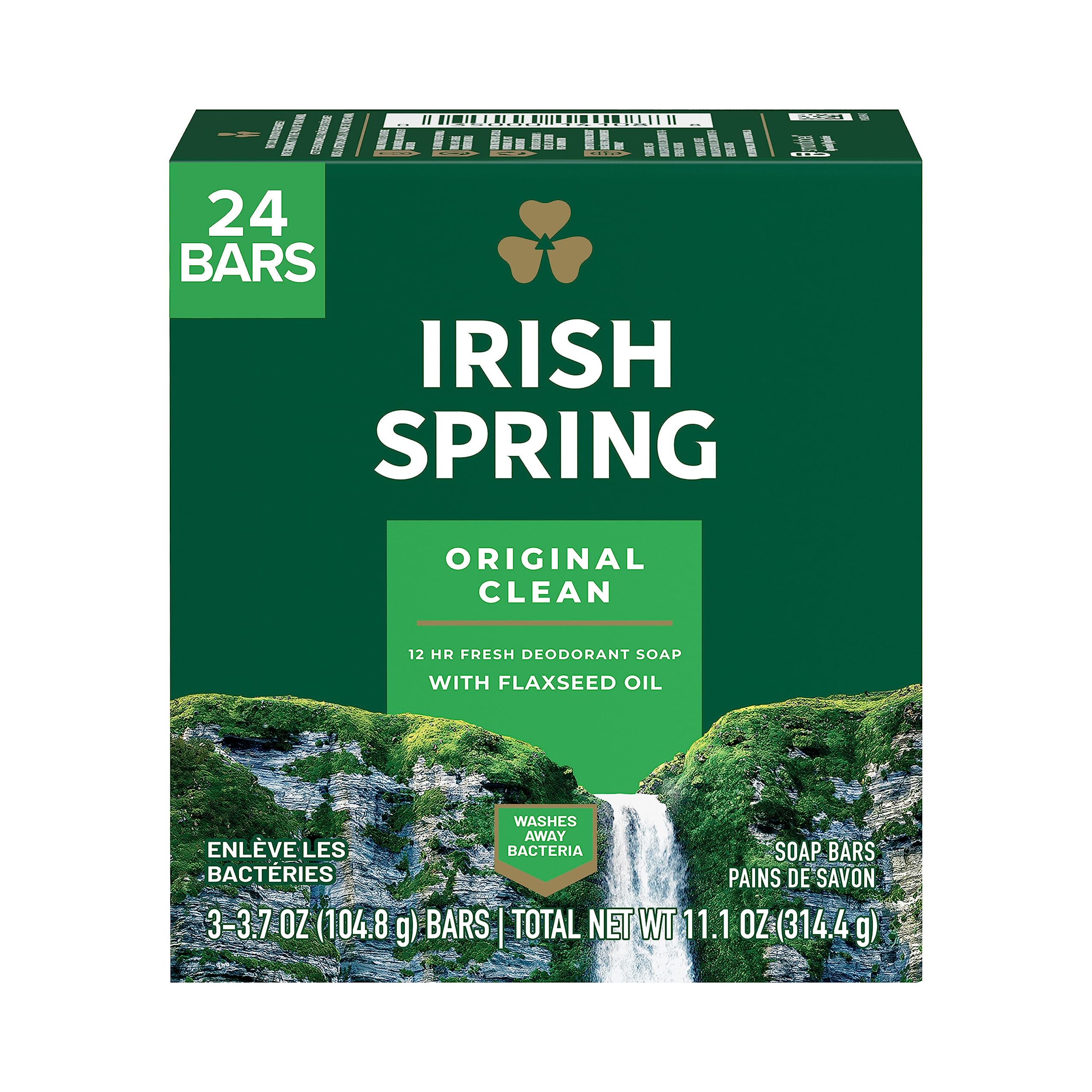 irish spring original deodorant bar soap, 3.7 ounce, 3 count (8 pack)