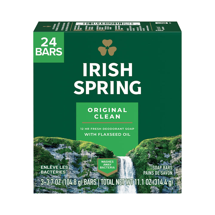 irish spring original deodorant bar soap, 3.7 ounce, 3 count (8 pack)