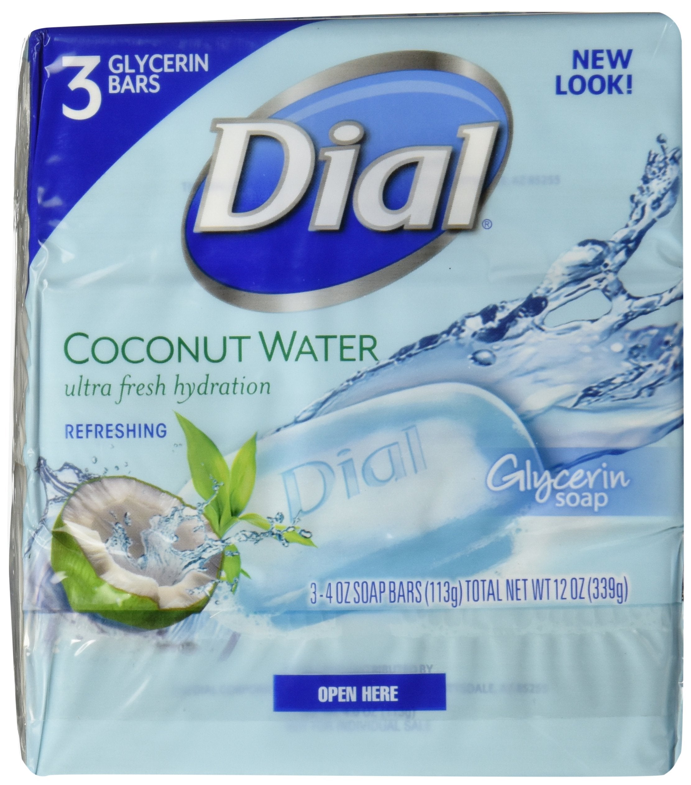 Dial Glycerin Bar Soap, Coconut Water, 4-Ounce Bars, 3 Count