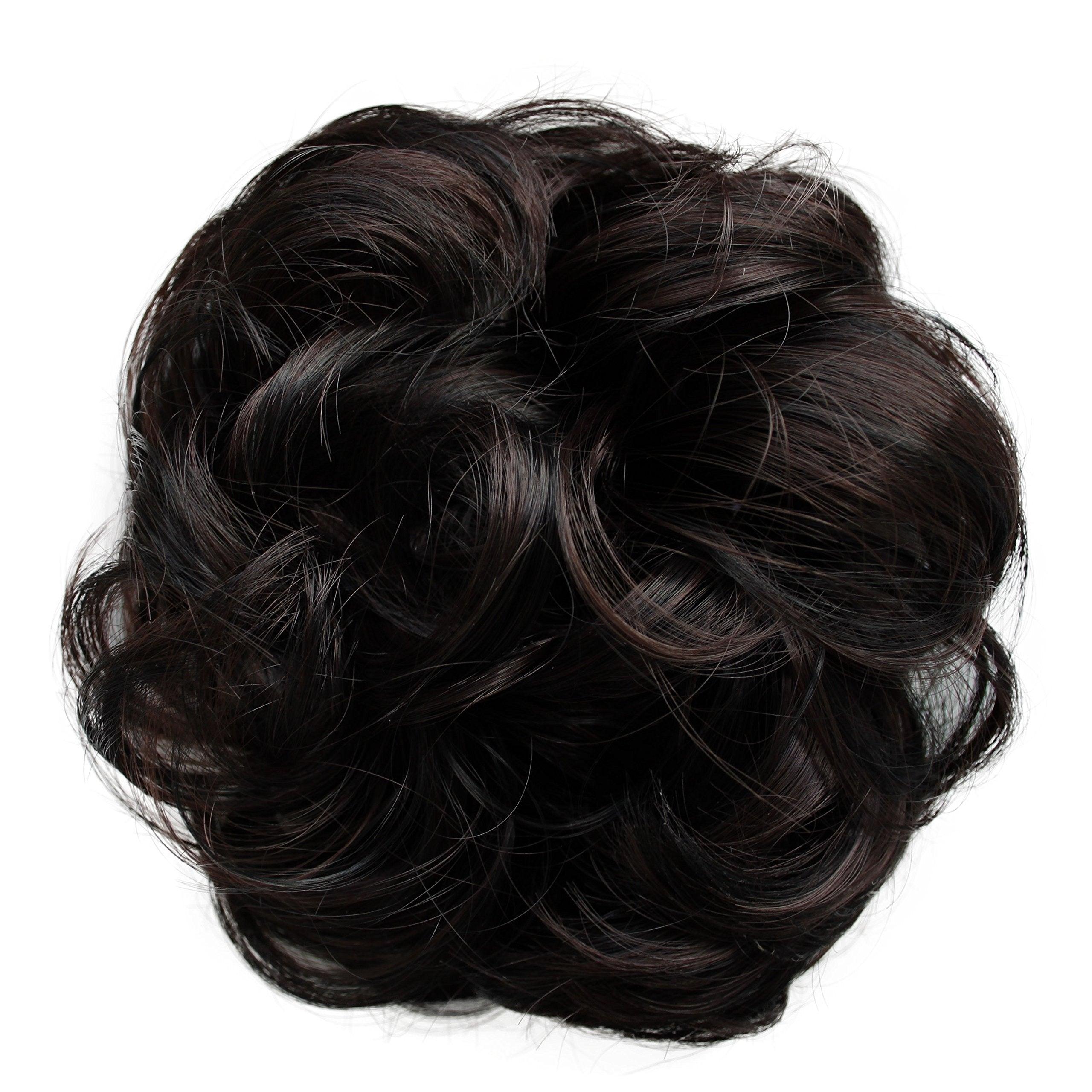brown mix 1H32A : PRETTYSHOP Scrunchie Scrunchy Bun Up Do Hair piece Hair Ribbon Ponytail Extensions Wavy Curly or Messy darkest brown mix 1H32A