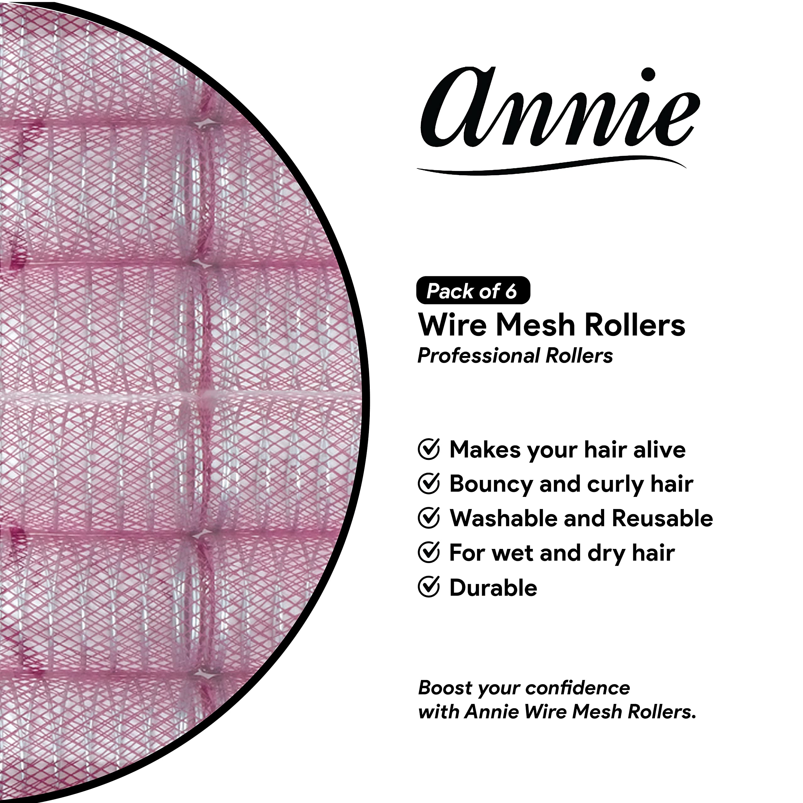 Annie 1-3/4 Jumbo Wire Mesh Hair Rollers - 6 Pcs.