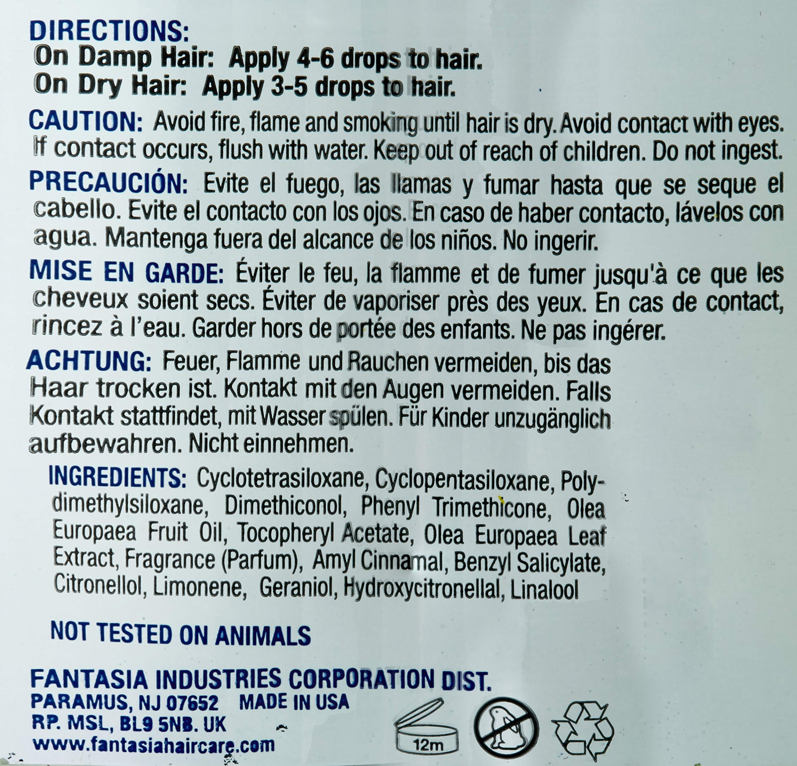 Fantasia IC Olive Moisturizing Shine Serum Hair Polish, 2.0 Ounce