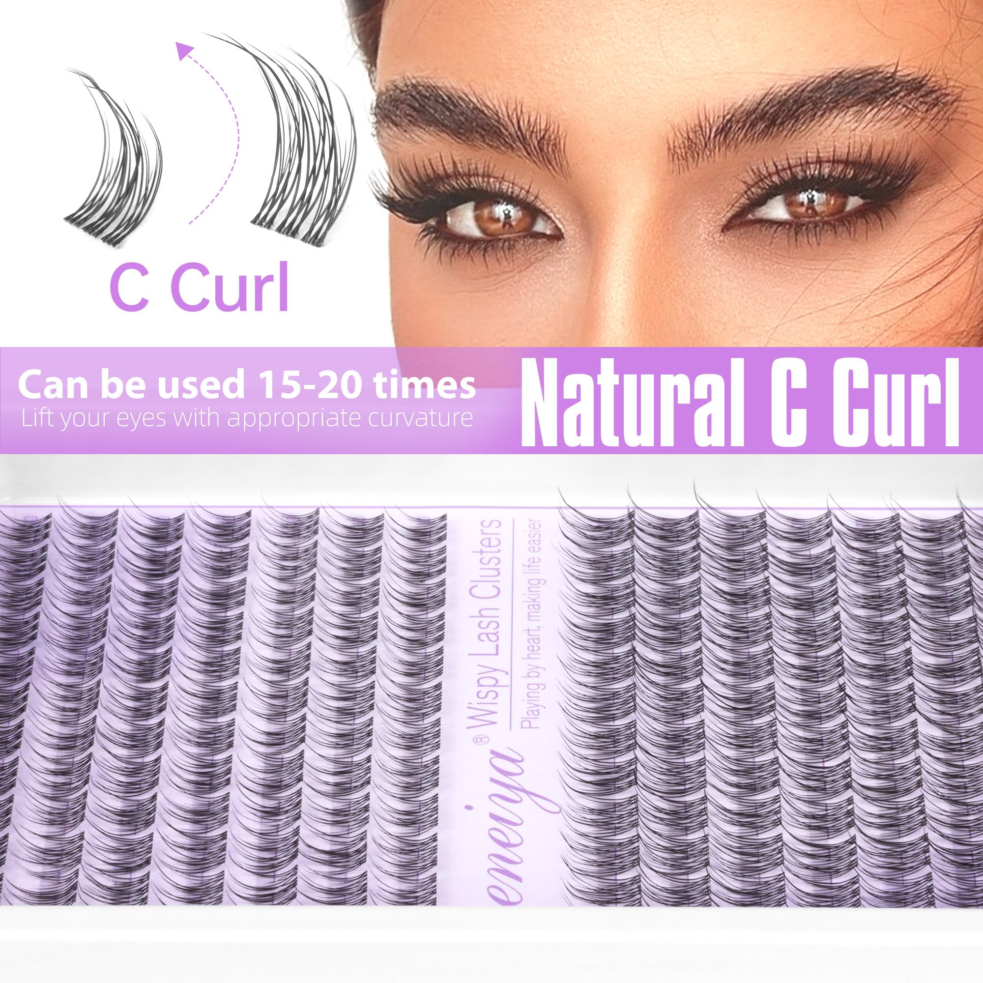 Clear Band Lash Clusters Wispy Short C Curl Eyelash Clusters 10-11mm Individual Eyelashes Natural Cluster Eyelash Extensions Natural Looking Cluster Lashes by Geeneiya(Clear Band,10-11MM)