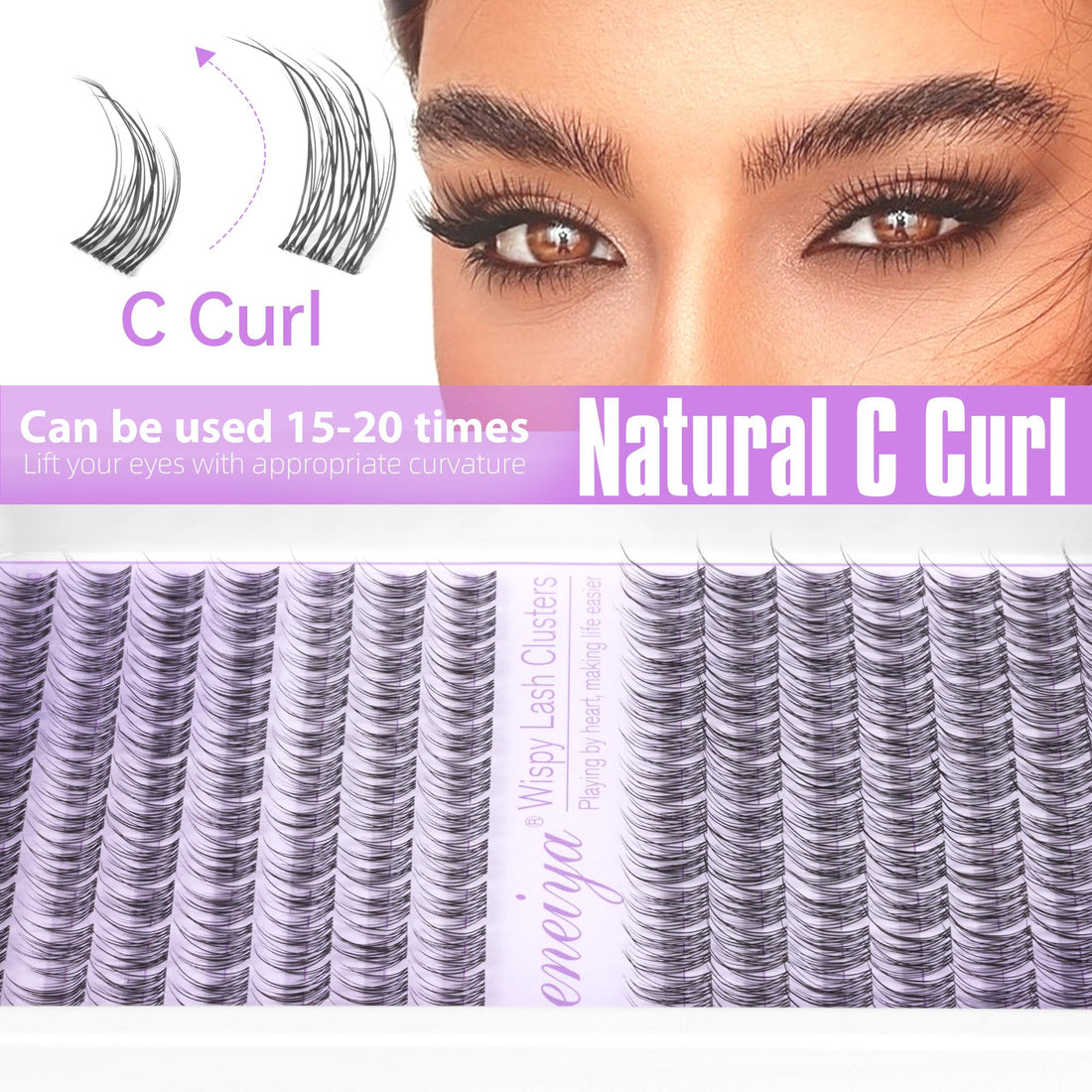 Clear Band Lash Clusters Wispy Short C Curl Eyelash Clusters 10-11mm Individual Eyelashes Natural Cluster Eyelash Extensions Natural Looking Cluster Lashes by Geeneiya(Clear Band,10-11MM)