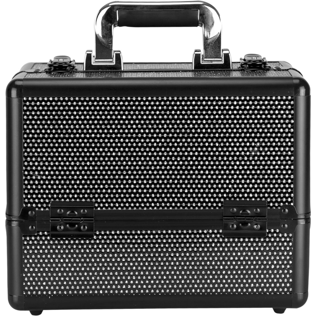 Sunrise 4 Tiers Expandable Trays Makeup Train Case Shoulder Strap Key-Lock, Black Krystal