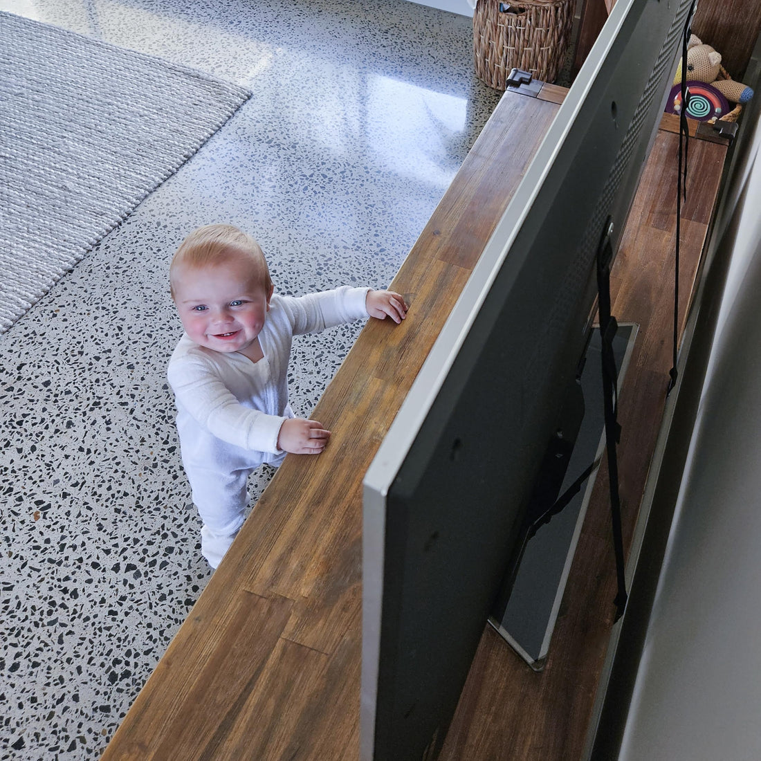 Dreambaby Flat Screen TV Saver Child Safety Straps - Anti-Tip Furniture Security Anchors - Adjustable Strap - Black - Model L860