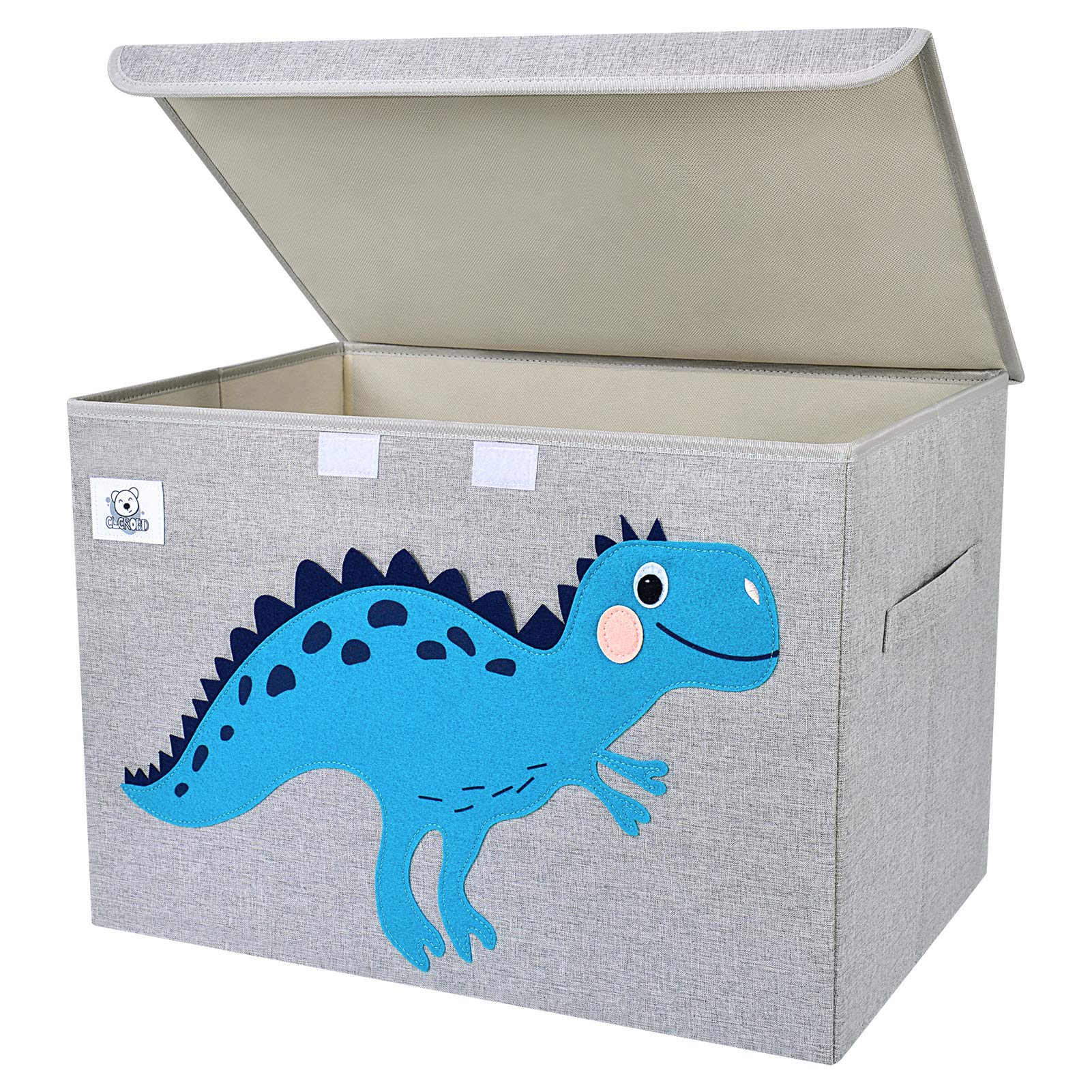 CLCROBD Foldable Large Kids Toy Chest with Flip-Top Lid, Collapsible Fabric Animal Toy Storage Organizer/Bin/Box/Basket/Trunk for Toddler, Children and Baby Nursery (Dinosaur)