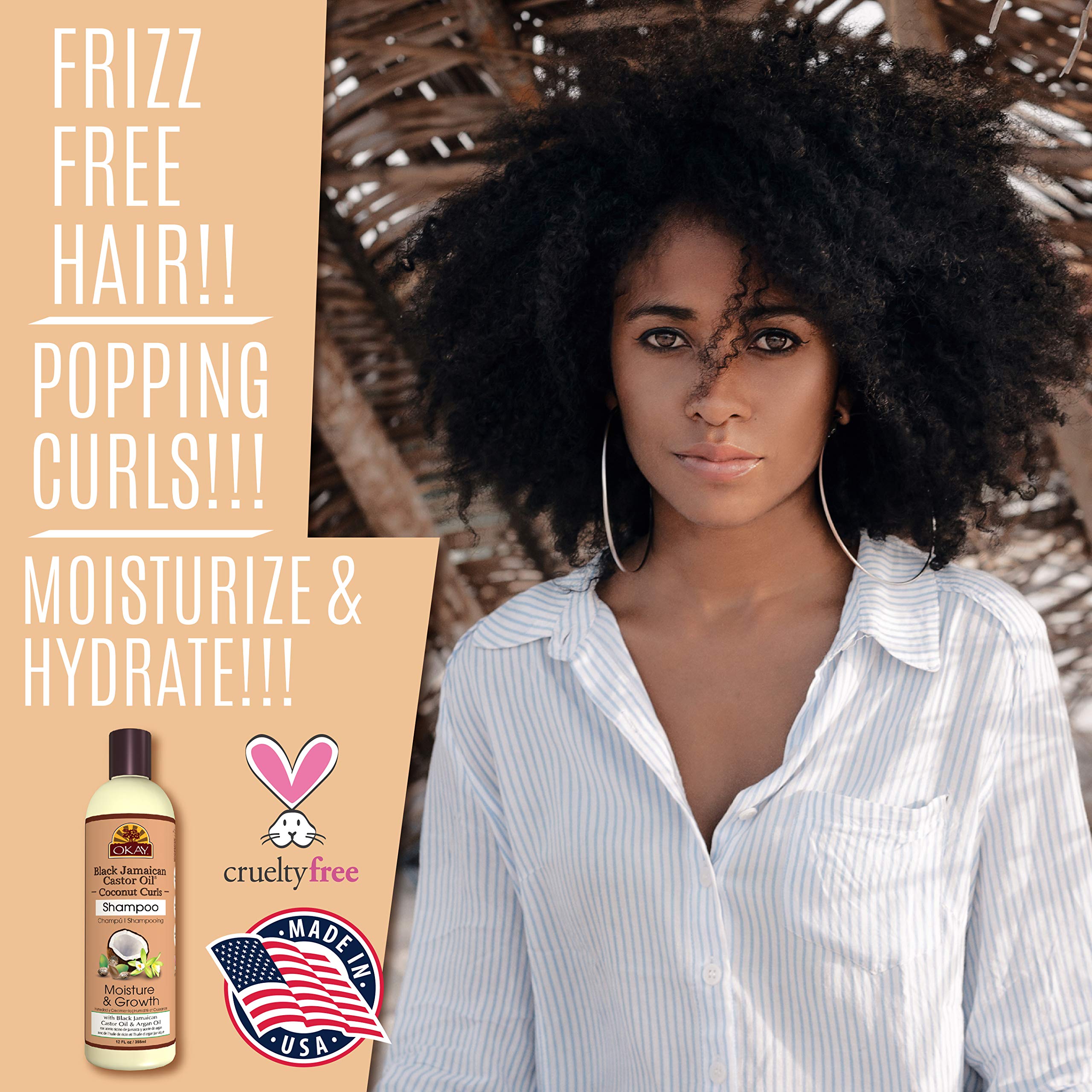 Okay Black Jamaican Castor Oil Shampoo, Coconut, 12 Ounce