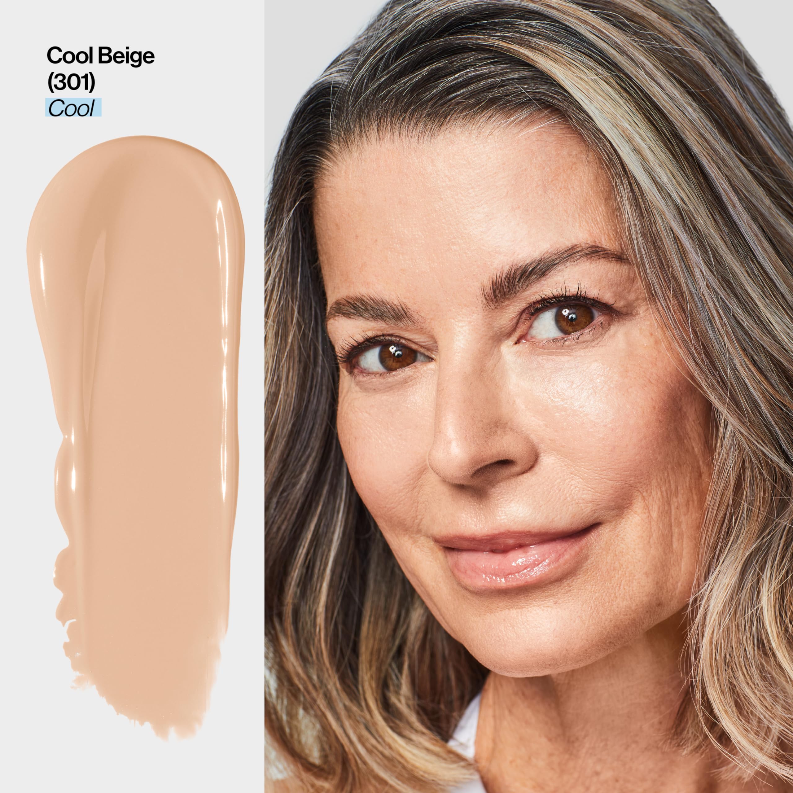 Revlon Illuminance Tinted Serum, Triple Hyaluronic Acid, Evens Out Skin Tone Over Time and Hydrates All Day, SPF 15, 301 Cool Beige, 0.94 fl oz.