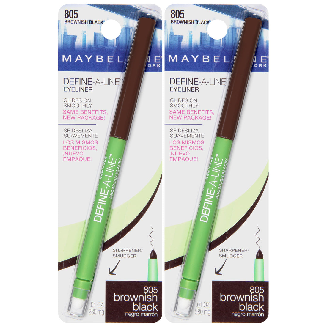 Maybelline Define-A-Line Eyeliner, Brownish Black (Pack of 2)