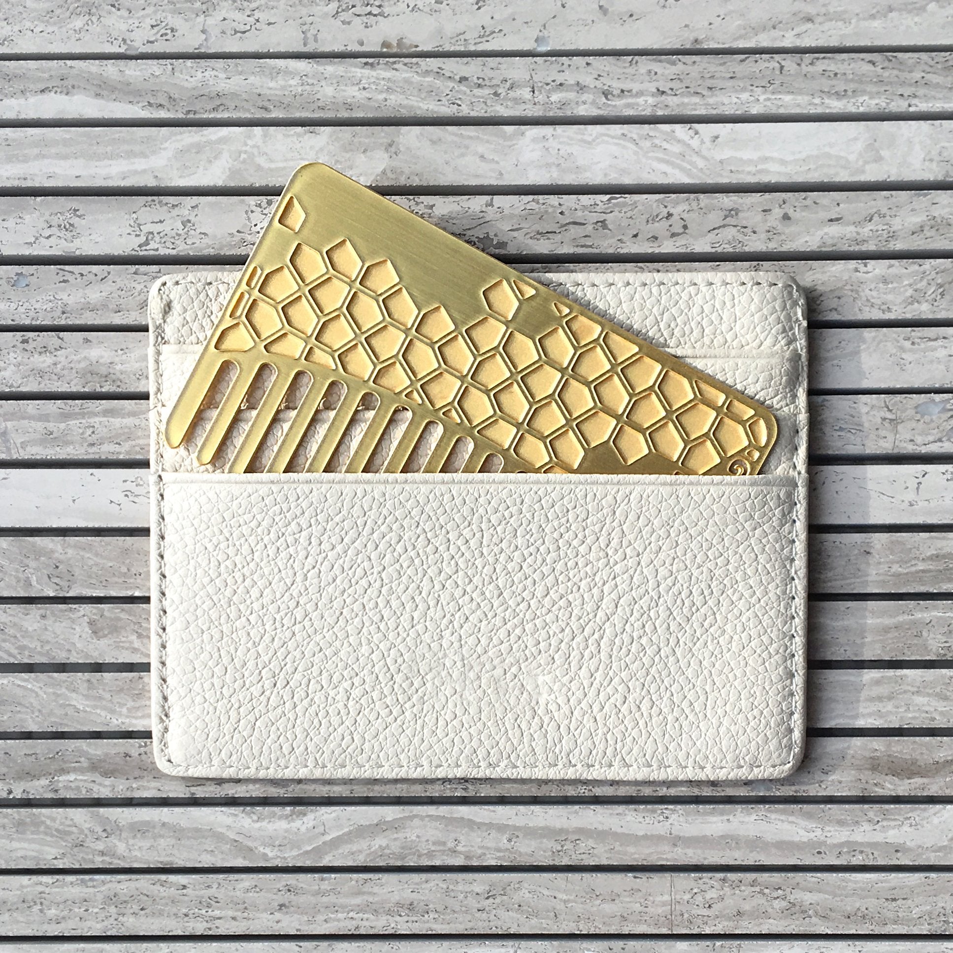 Brass Tile Mirror : Go-Comb + Mirror - Brass Tile Hair Comb + Mirror - Fit For Your Wallet