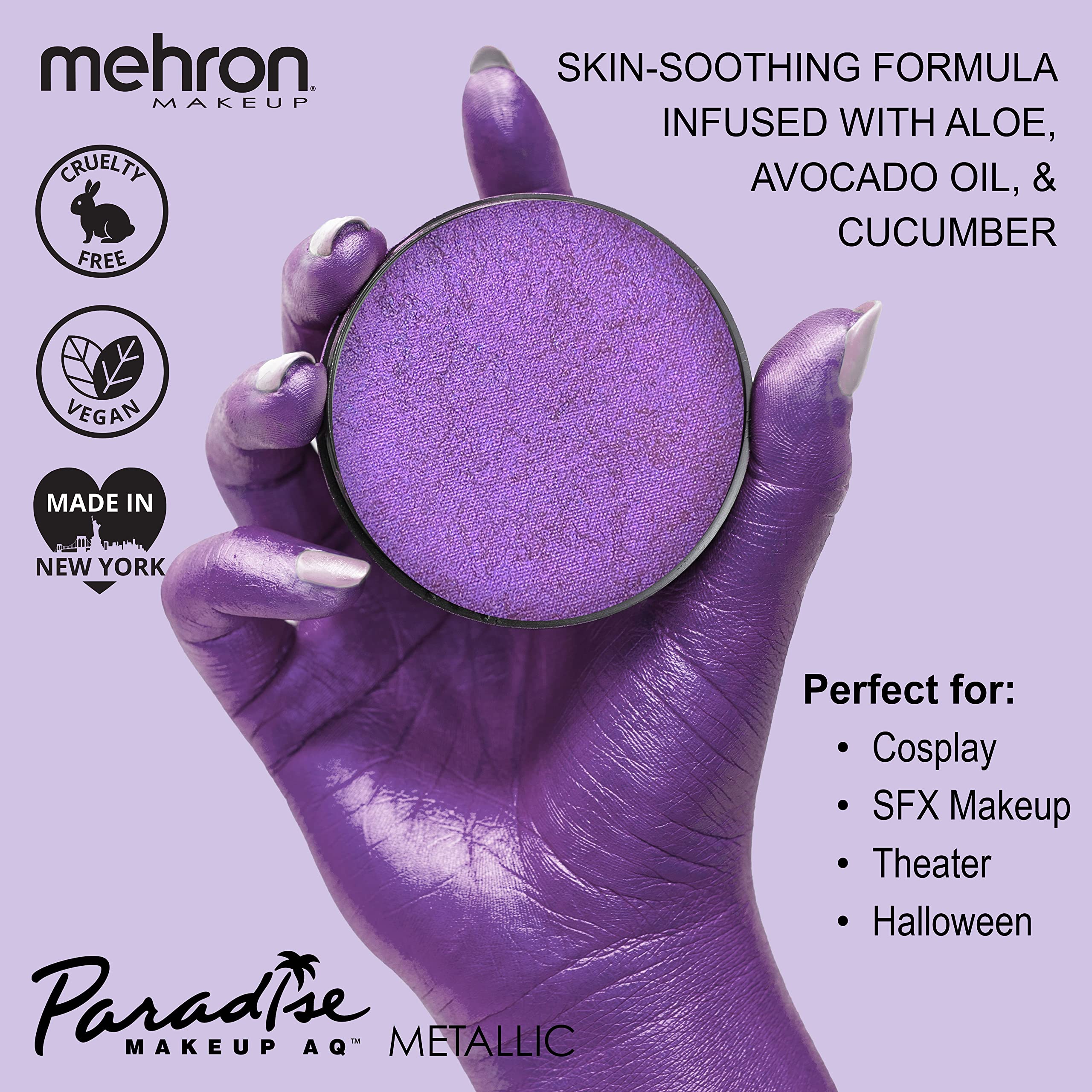 Mehron Makeup Paradise Makeup AQ Face & Body Paint (1.4 oz) (Brillant Violine Purple)