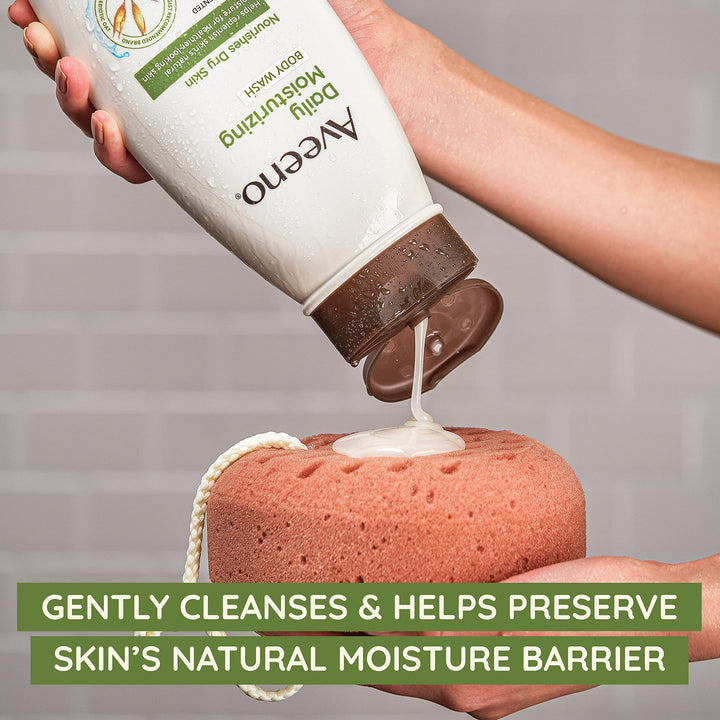 Aveeno Daily Moisture Gift Set, Skincare Set for Dry Skin with Nourishing Body Lotion, Moisturizing Body Wash, & Skin Relief Hand Mask, Formulated with Prebiotic Oat, Paraben-Free, 3 Items