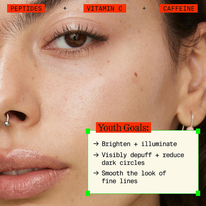 Youth To The People Peptides + Vitamin C Eye Concentrate (0.5 fl oz), Visibly Brightens Dark Circles, Reduce Undereye Puffiness, Blurs Fine Lines, Antioxidants + Caffeine, Vegan
