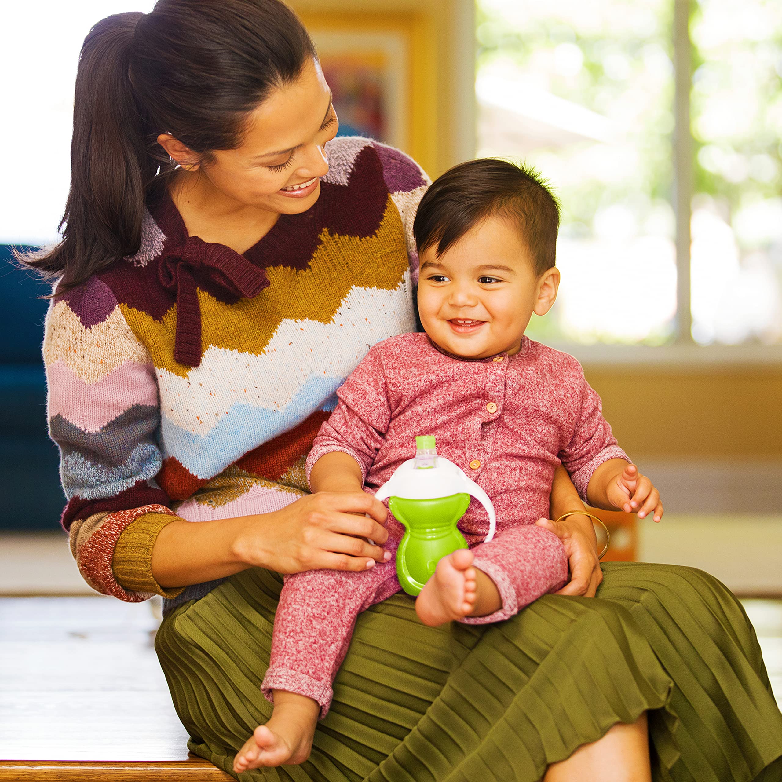Munchkin® Click Lock™ Bite Proof Trainer Cup, Plastic, 7 Ounce, 2 Pack, Blue/Green