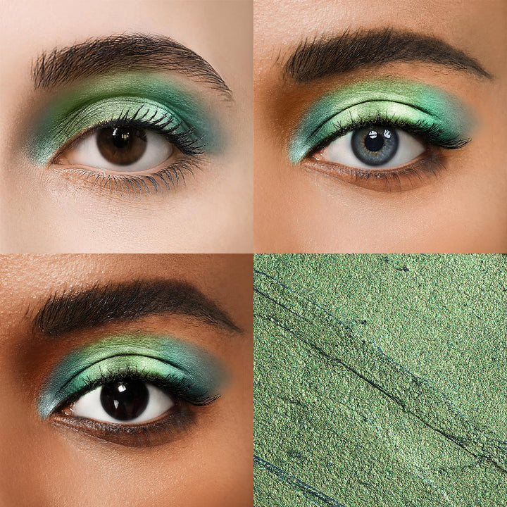 Color Mirror Cream Waterproof Hypoallergenic Eyeshadow Stick, long wear Metallic Glitter Matte Eye Shadow Pencil With Makeup Brush, Eye Brightener, 47 Emerald Metallic