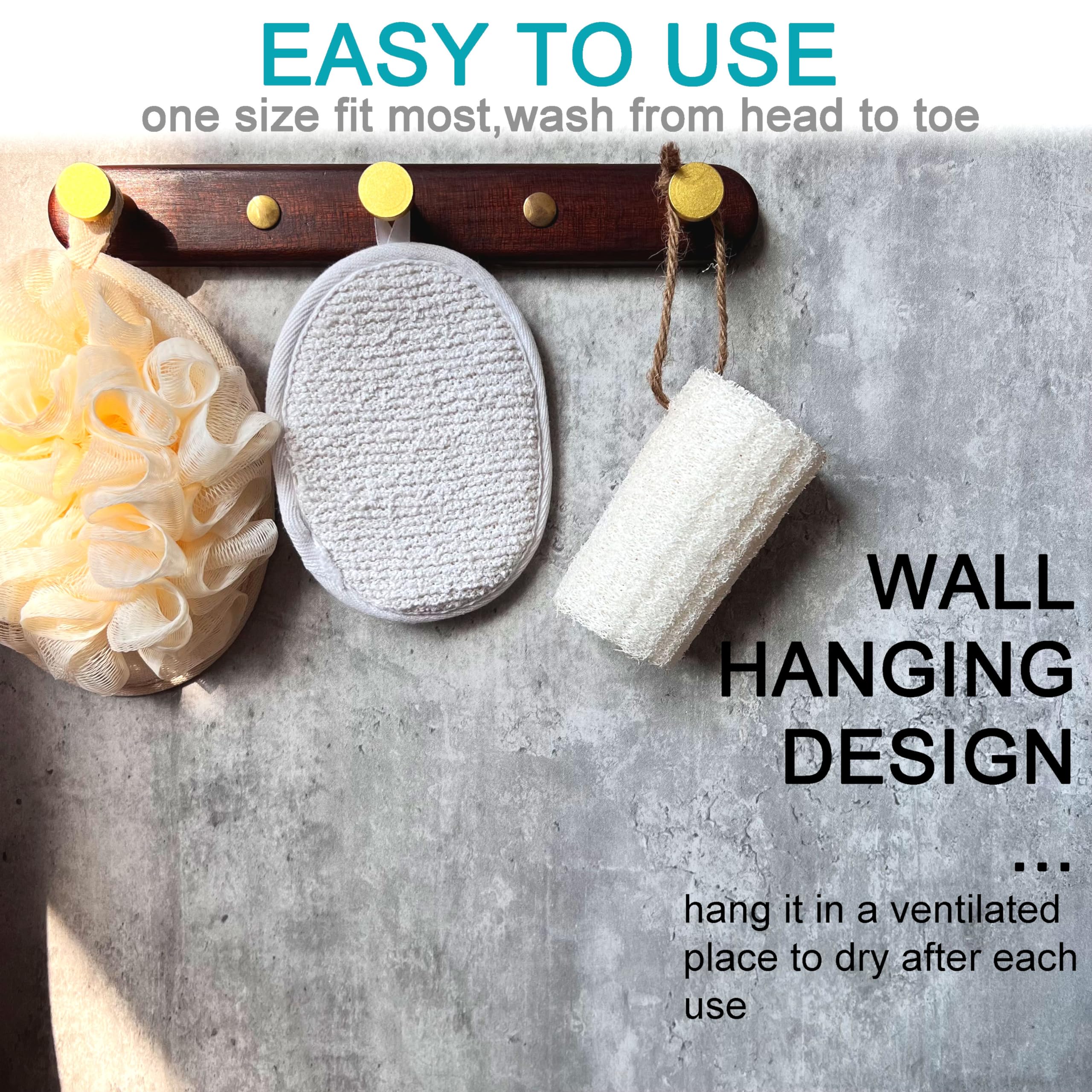 Mr.Cui'shop 6 Pcs/Set 4.3Ã—5.7 Natural Exfoliating Face Body Pad Loofah Sponge Facial Brush - Shower Scrubber - Body Bath Spa For Men & Women, Renewable Resource (100% Cotton Terry) Pack Of 6