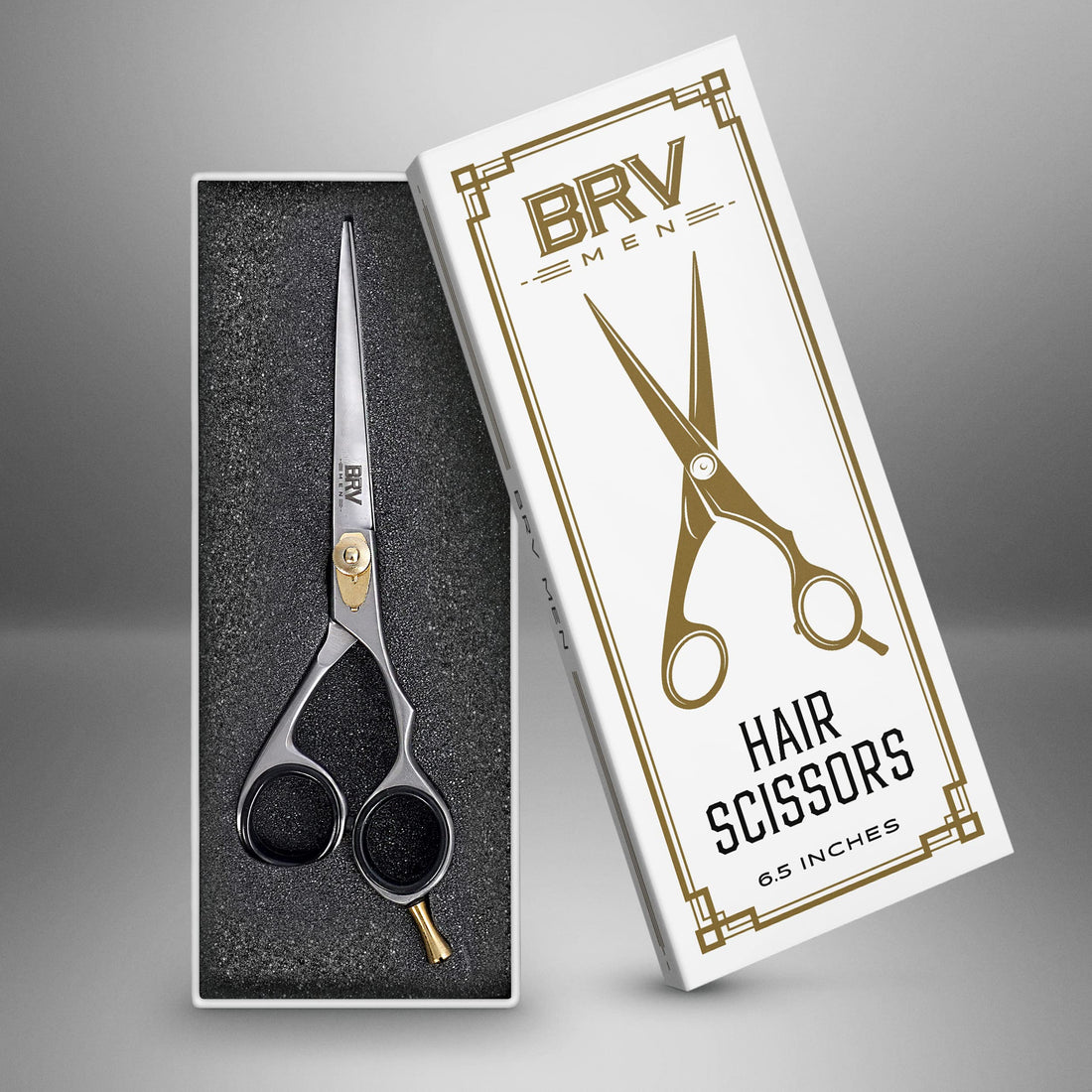 BRV MEN Hair Cutting Shears/Scissors | 100% Stainless Steel | 6.5 Inches | Professional Haircut & Styling Scissors | Shears For Barbers & Personal Use | Super Sharp Razor Edge Scissor | Fi