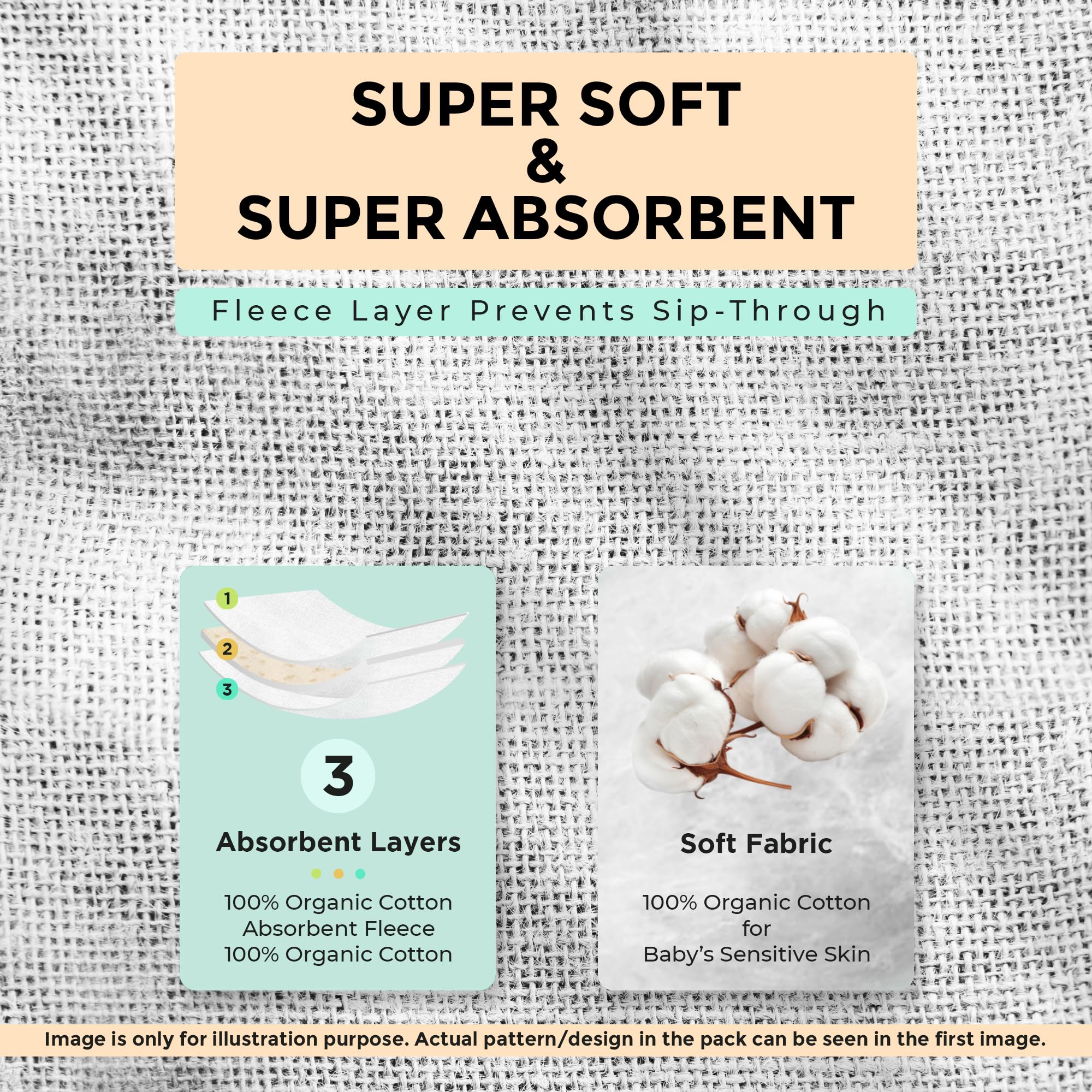 KiddyStar 5 Pack Organic Cotton Baby Burp Cloths – 3 Layer, 21x10 Large, Ultra Soft & Absorbent Burping Rags for Newborns – Infant Towels for Milk Spit Up