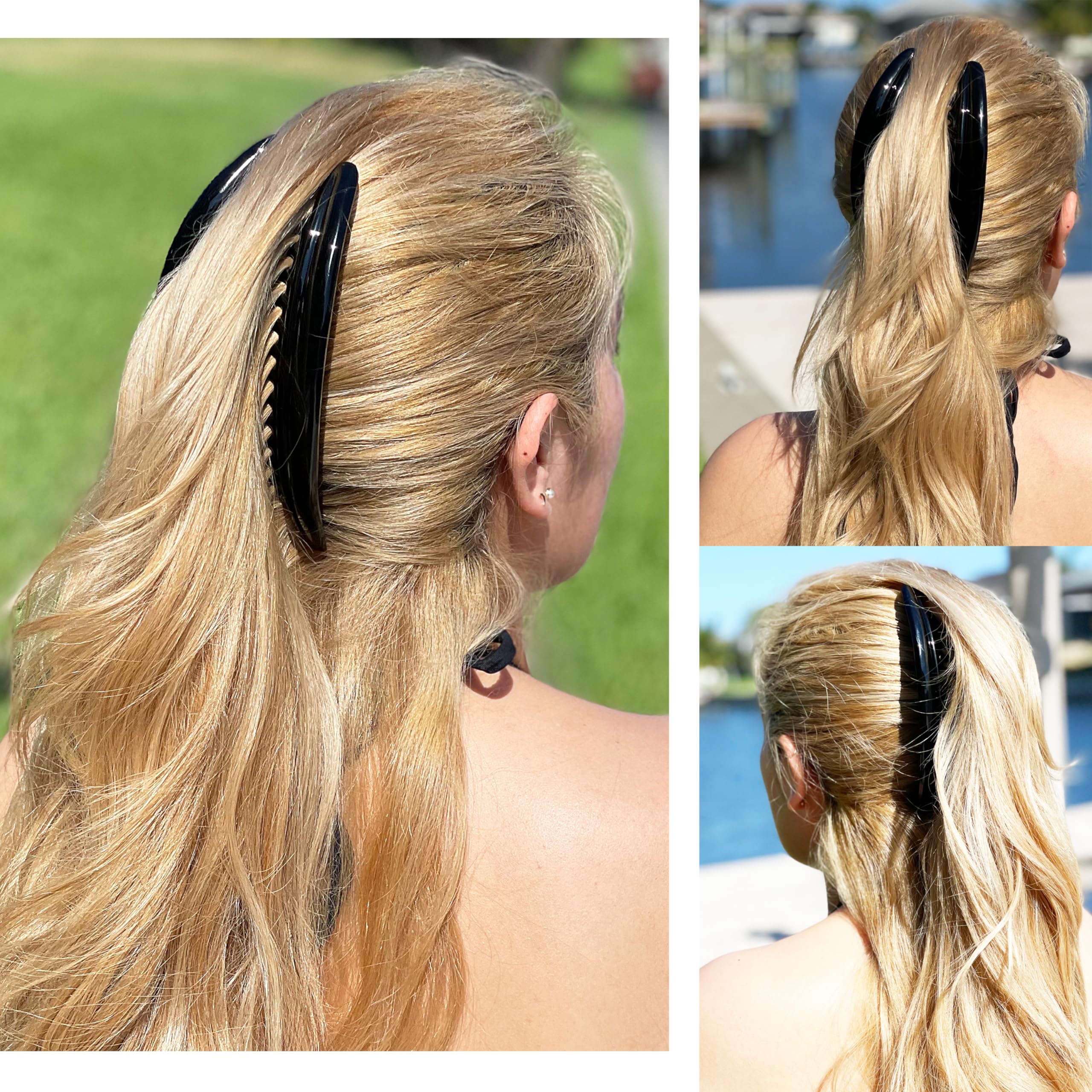 Camila Paris French Hair Side Combs, Strong Hold Grip Hair Clips for Women, No Slip and Durable Styling Girls Hair Accessories, Made in France with Cellulose