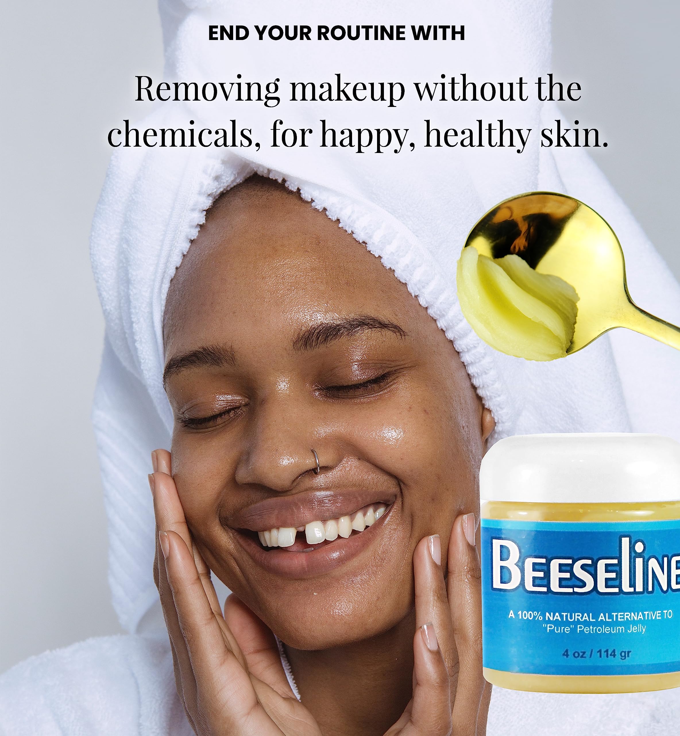 Beesalene Original Unpetroleum - 100% Natural & Hypoallergenic Alternative to Petroleum Jelly - Lips, Hands, Baby, Makeup Remover and More (Glass Jar) (4 oz)