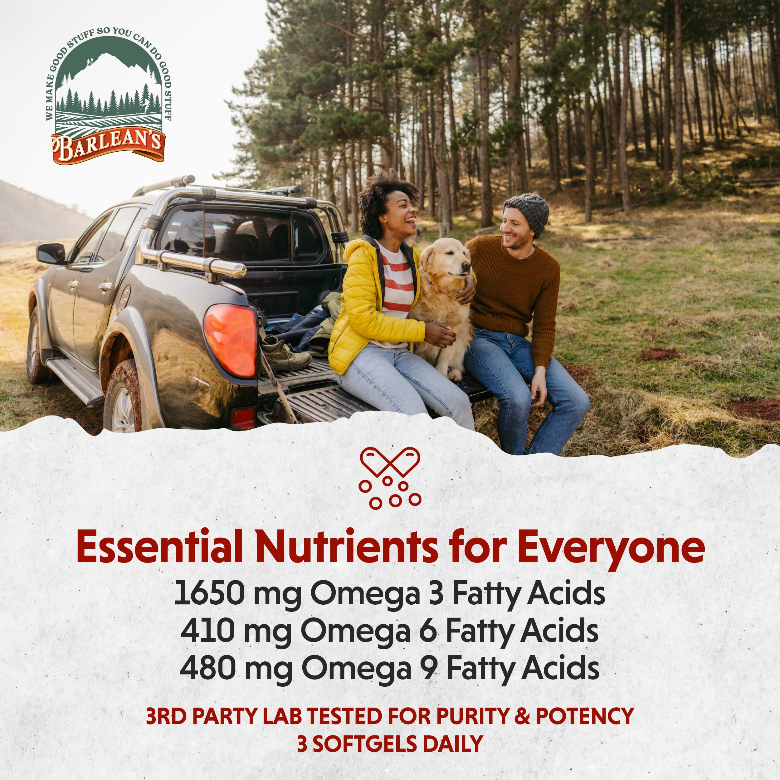 Barlean's Flaxseed Oil Softgels, Cold-Pressed Flax Seed Supplement with 1,650 mg ALA Omega-3 Fatty Acids, 1000mg, 100 ct