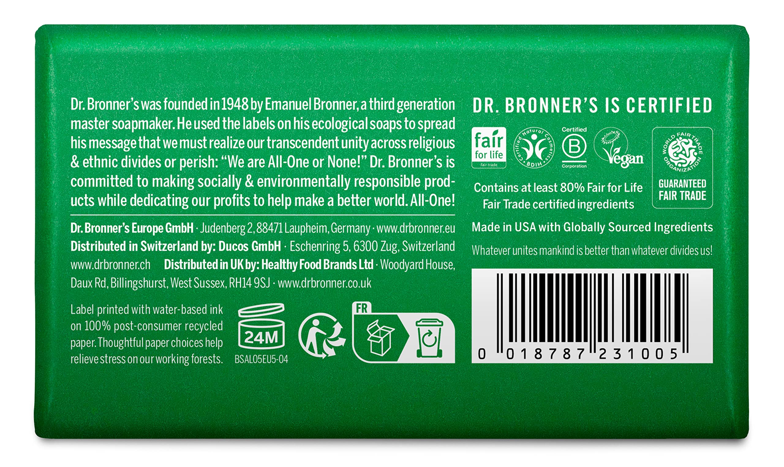DR. BRONNER's OBAL05 All-One Hemp Almond Pure-Castile Bar Soap, 5-ounces