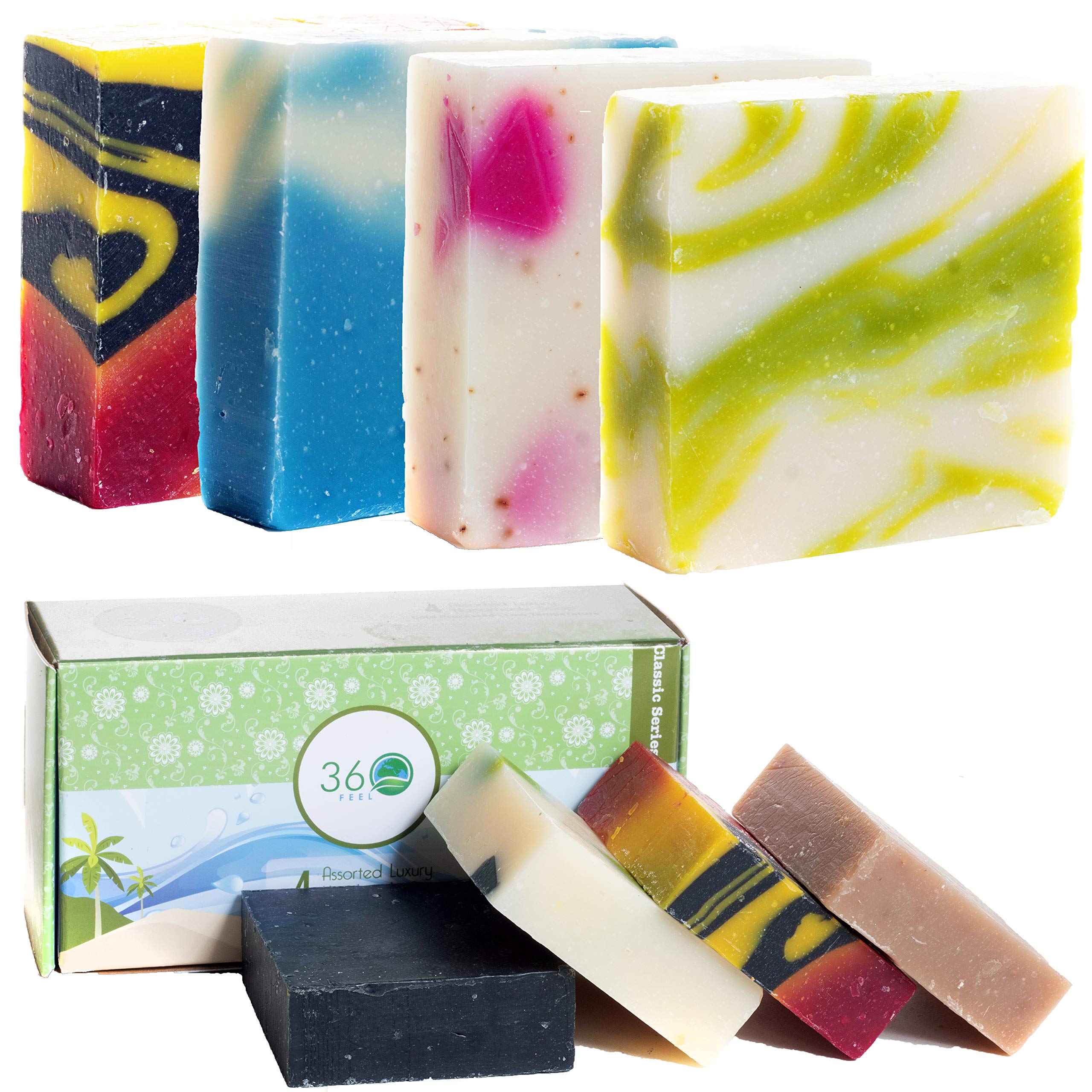 360Feel Assorted Handmade Soap Bars Womens Mens Romantic Anniversary Wedding Gift Set, Large, 20 Oz