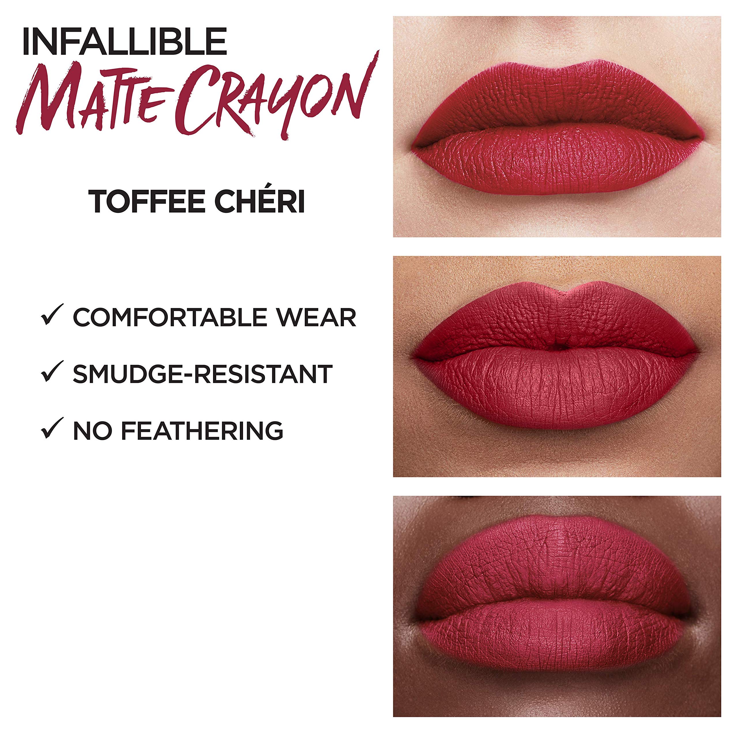 L’Oréal Paris Infallible Matte Lip Crayon, Toffee Cheri (Packaging May Vary)