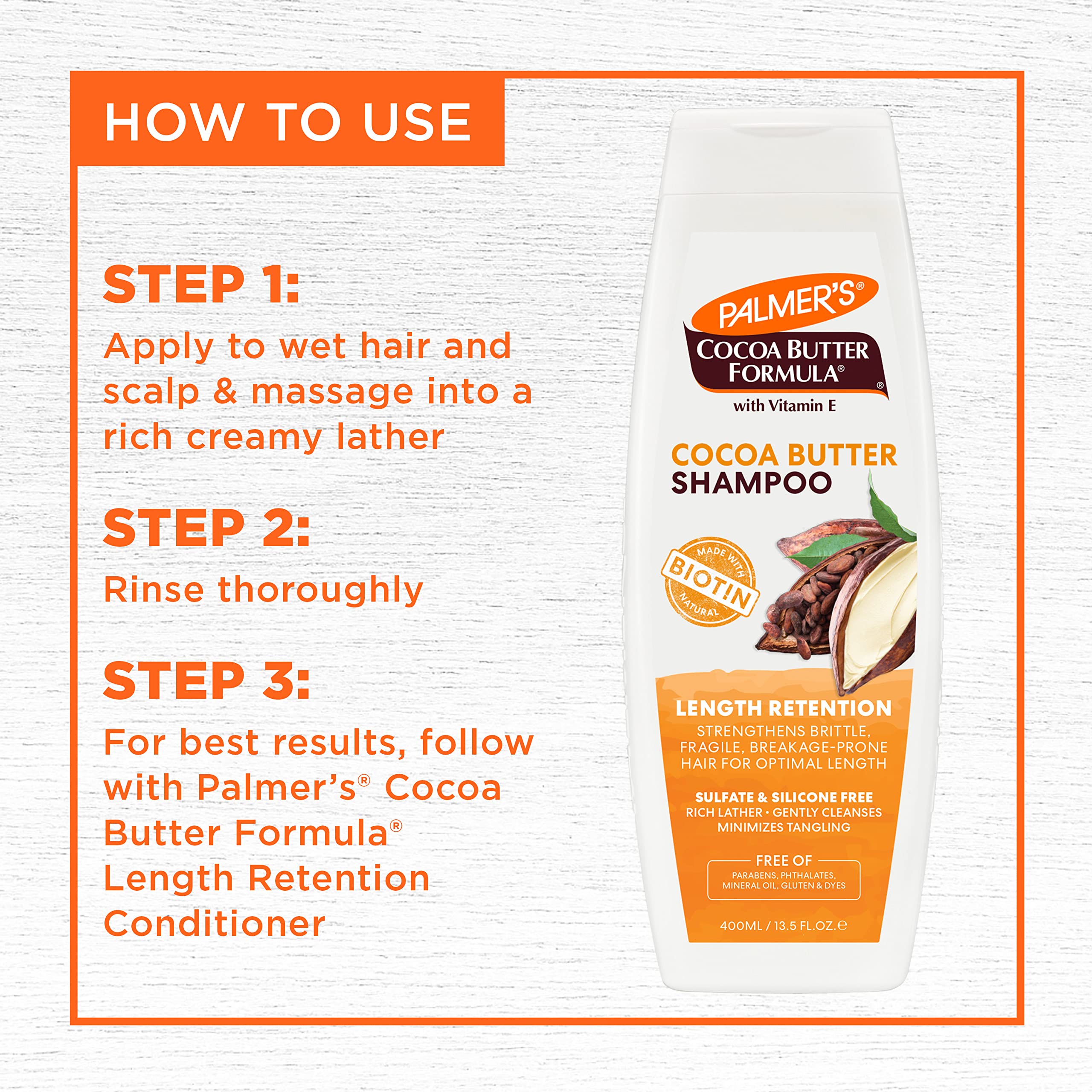 Palmer's Cocoa Butter Formula Biotin Length Retention Shampoo, 13.5 Fl Oz