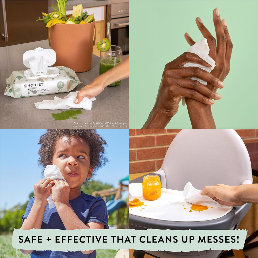 The Honest Company Clean Conscious Multi-Use Wipes | Hypoallergenic + Unscented for Sensitive Skin | Over 99% Water, Compostable, Plant Based, Baby Wipes | Geo Mood, 288 Count