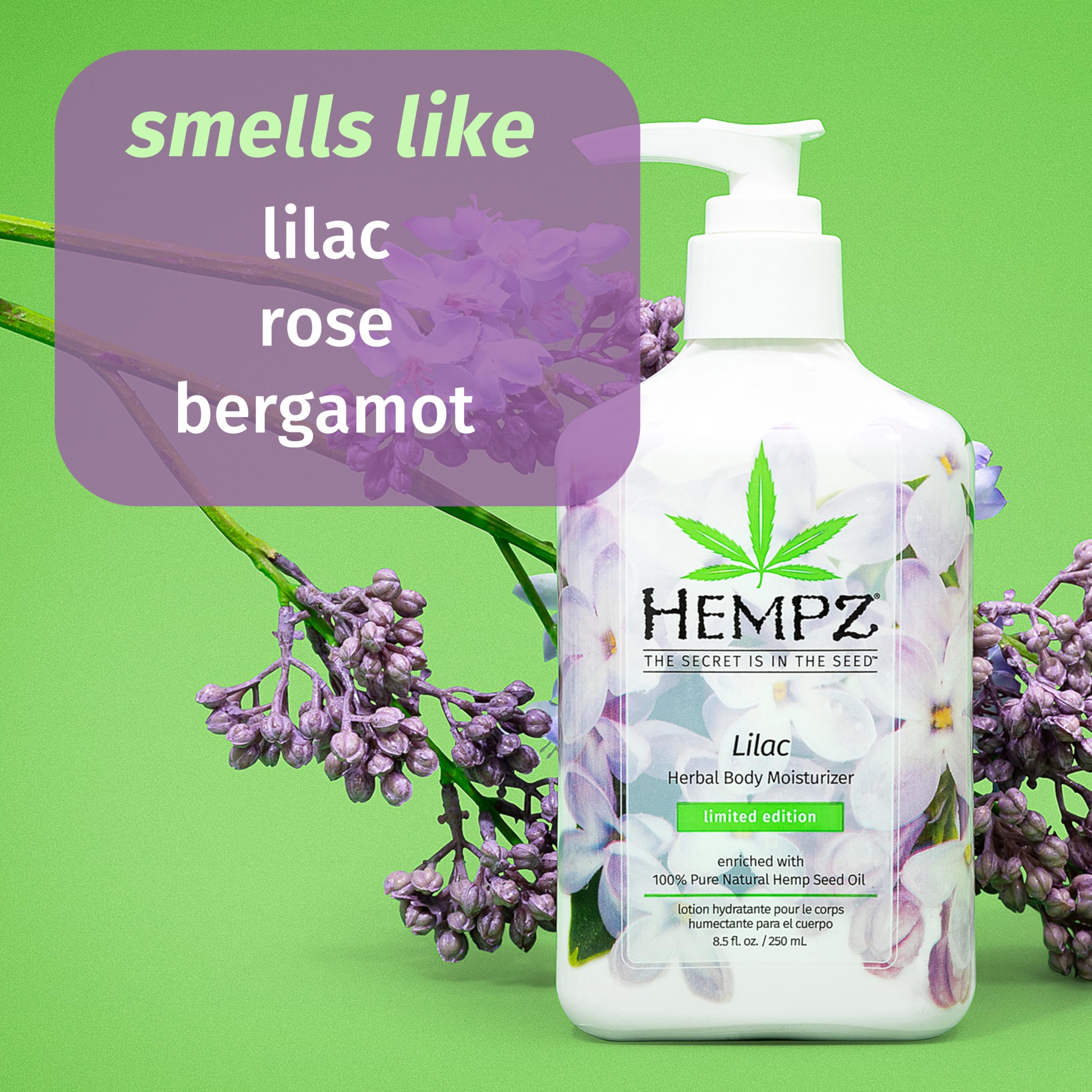 Hempz NEW Limited Edition Lilac Lotion, Hydrating Body Moisturizer for Body, Hands and Feet 8.5 oz.