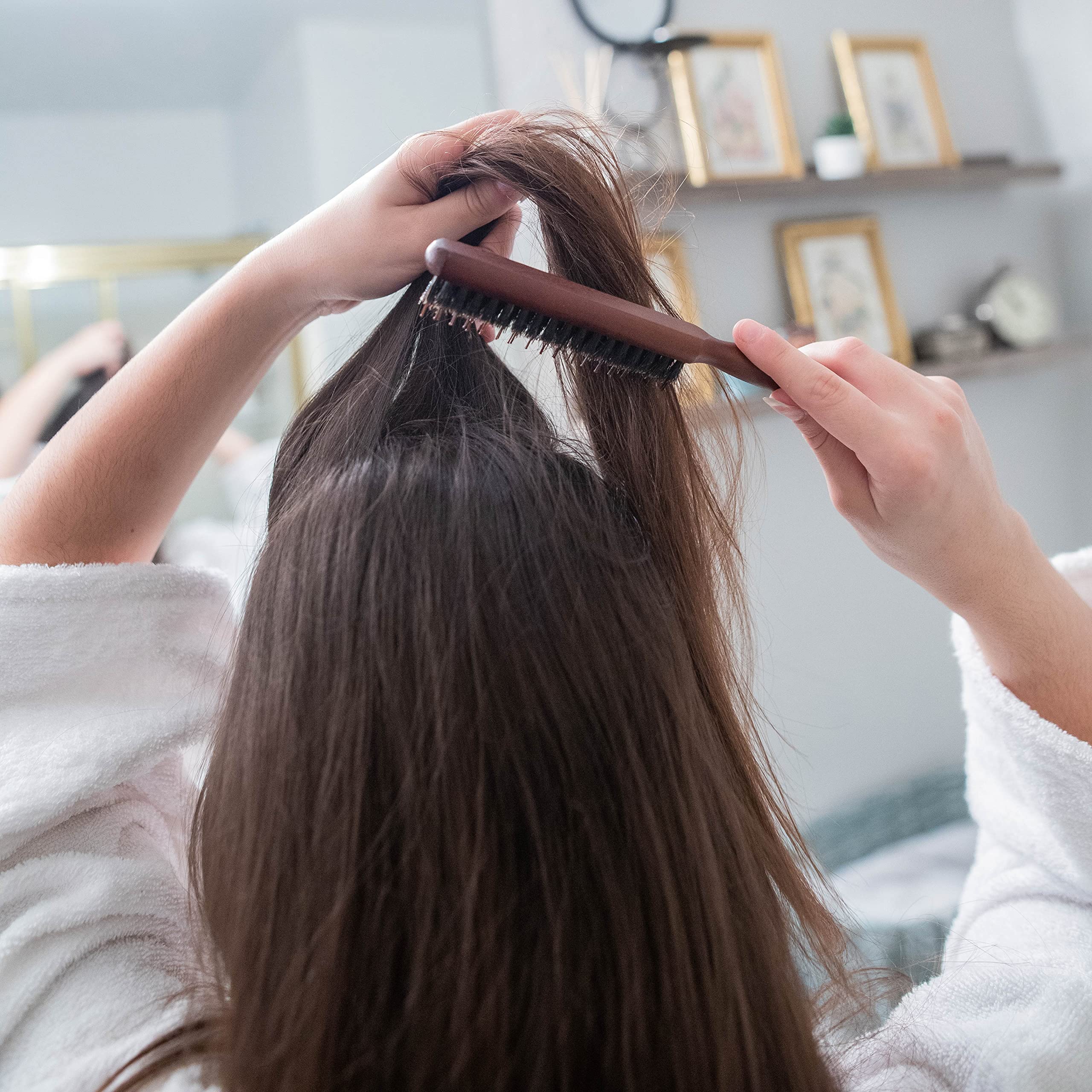 Boar & Nylon Bristle Teasing Brush -Teasing Comb with Rat Tail Pick for Hair Sectioning for Edge Control, Backcombing, Smoothing, and Styling Thin & Fine Hair to Create Volume