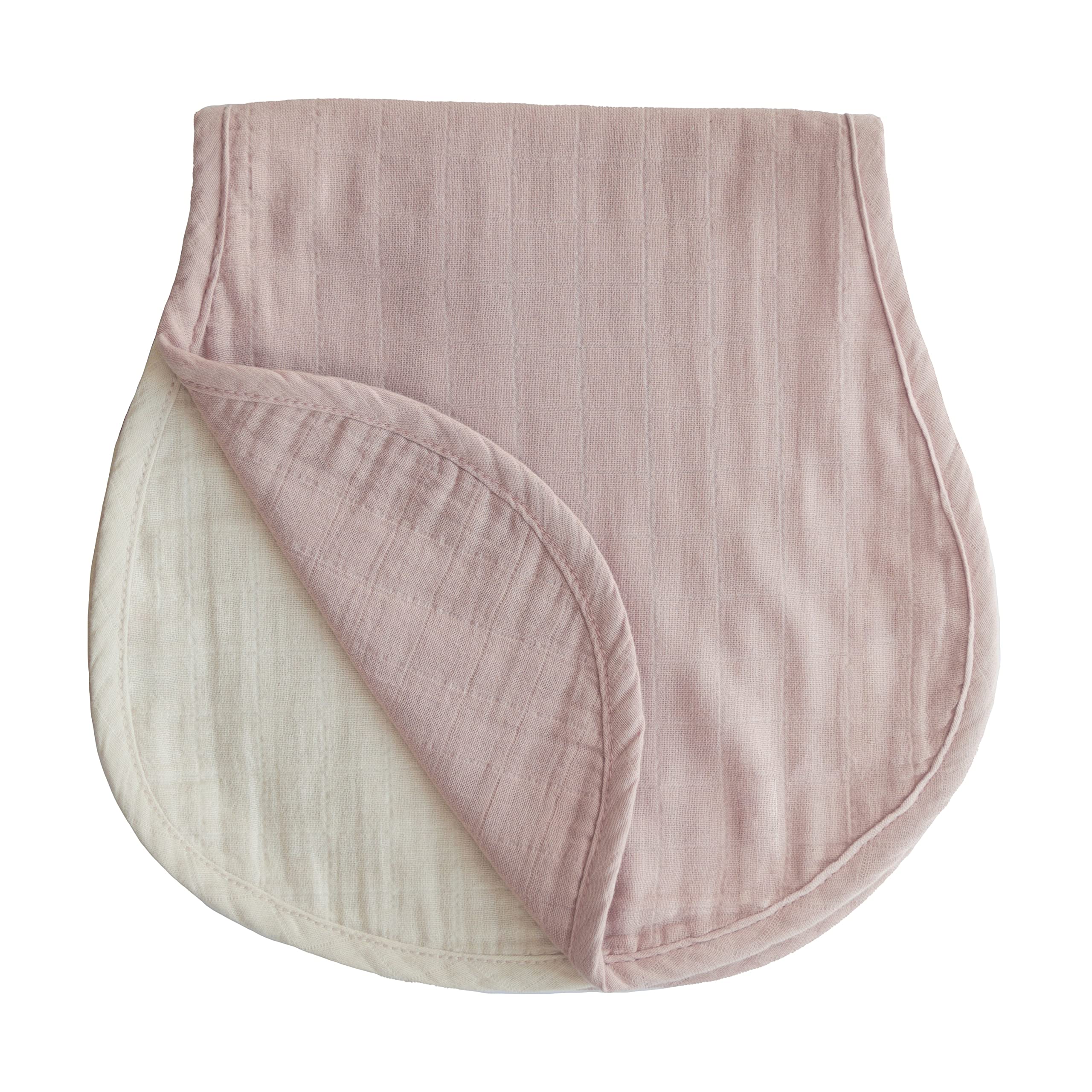 mushie Muslin Baby Burp Cloths | 100% Organic Cotton, Set of 2 (Blush/Fog)