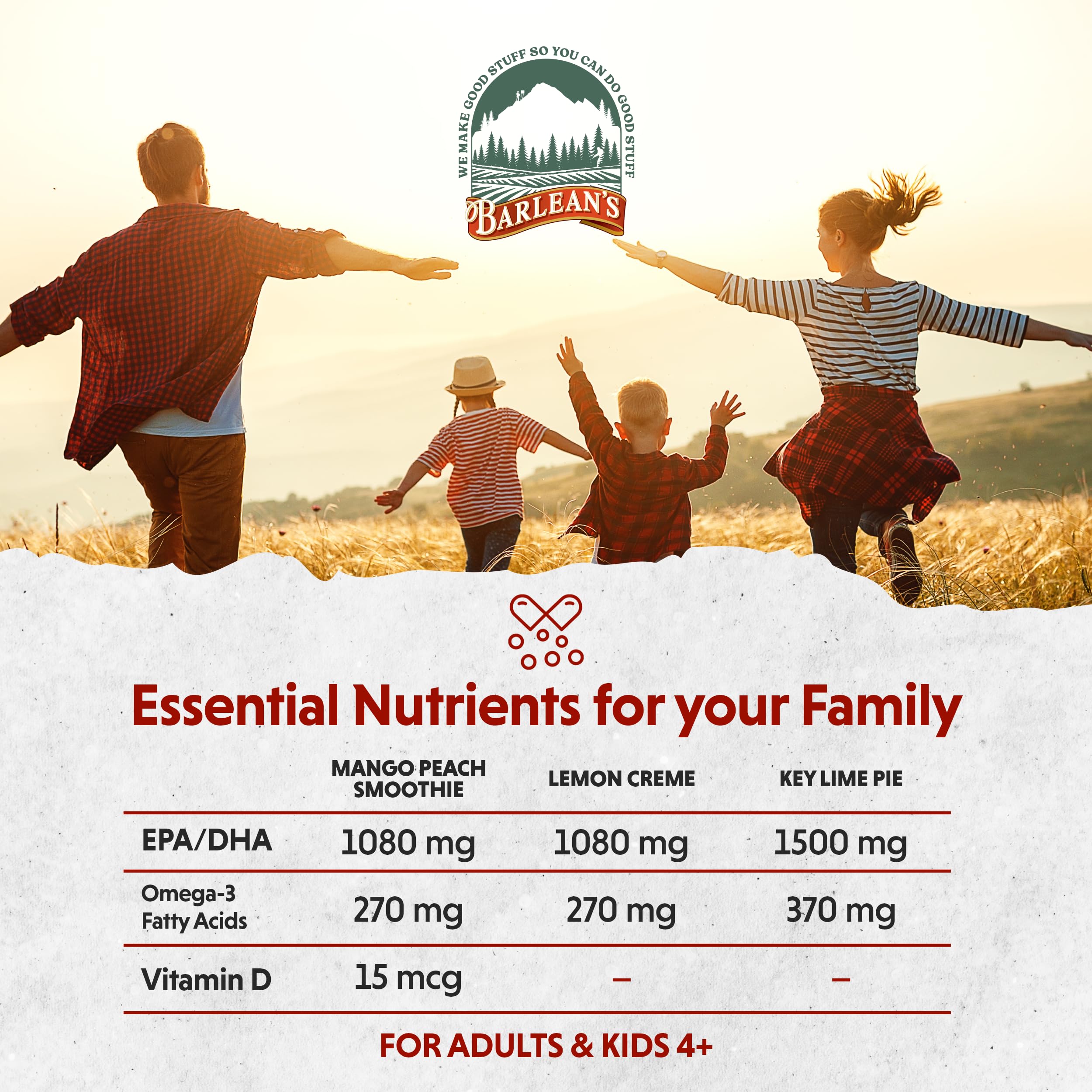 Barlean's Omega 3 Fish Oil Liquid Supplement Pack of 3, EPA and DHA Fatty Acid, Smoothie Flavored for Brain, Joint, and Heart Health, Includes Key Lime Pie, Lemon Crème and Mango Peach Flavors, 8 oz