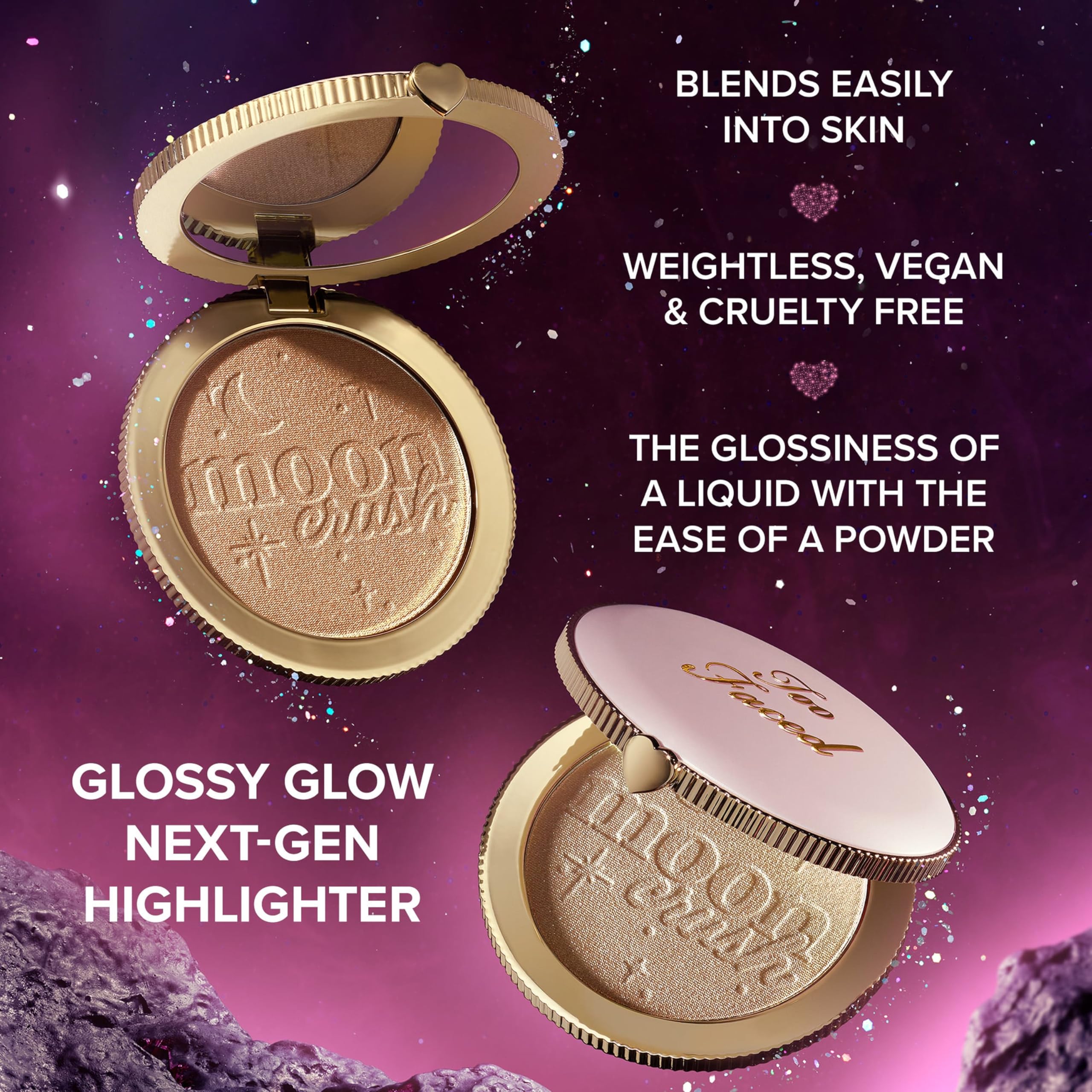 Too Faced Moon Crush Highlighter | Blendable, Weightless, Shimmer + Luminous Glow Finish, 0.24 Ounce, Shooting Star